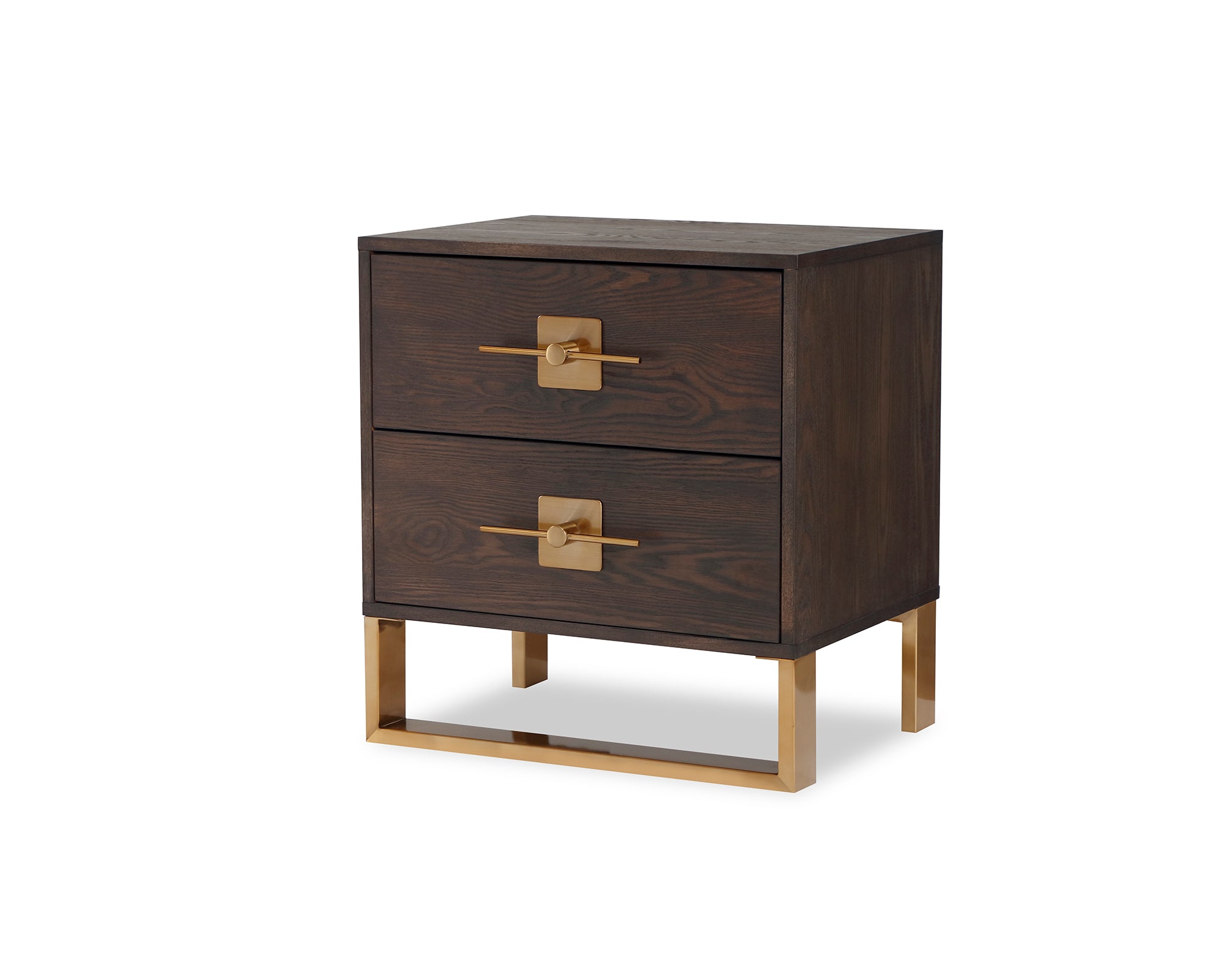 Ophir 2 Drawers Dark Brown Ash Bedside Table