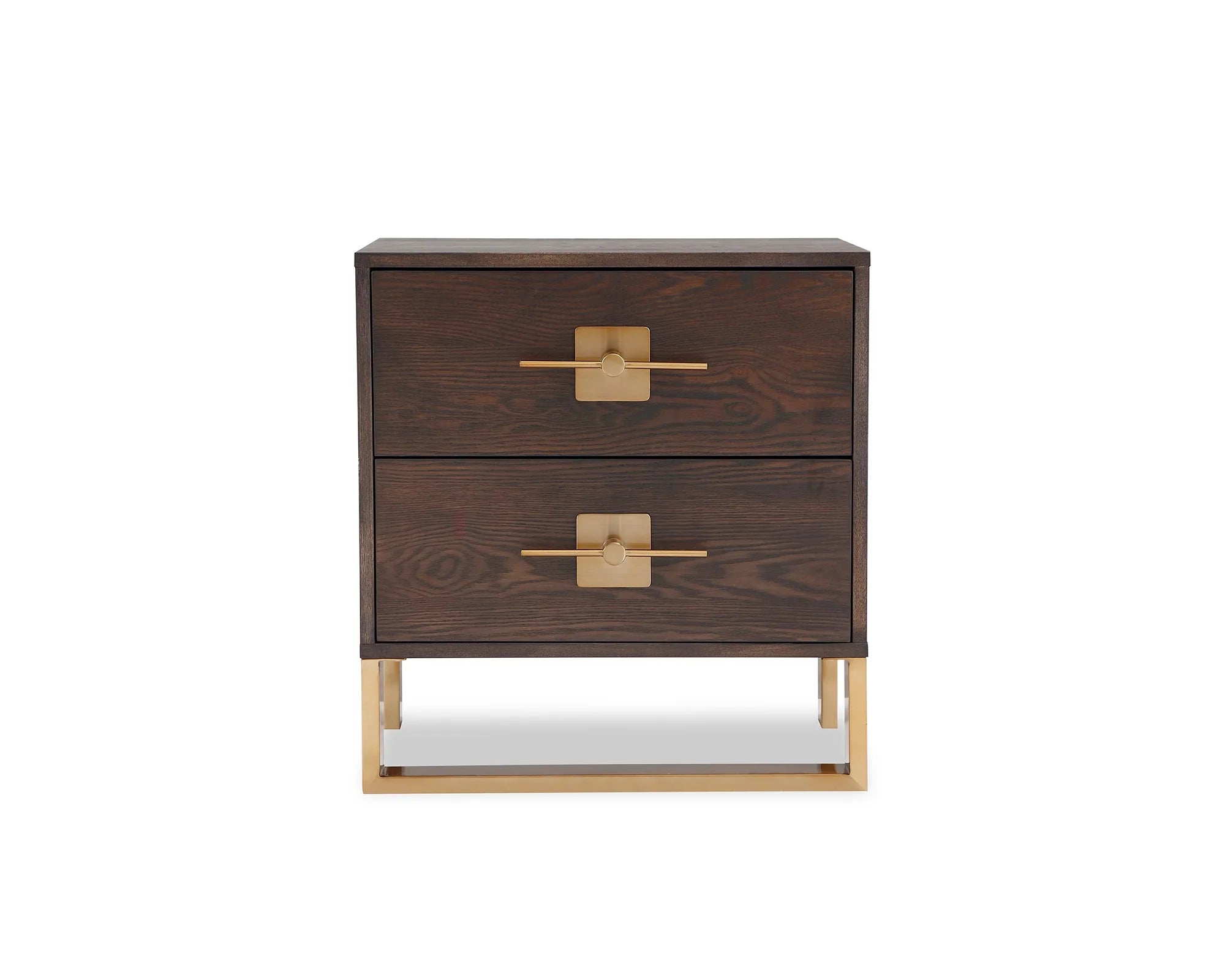 Ophir 2 Drawers Dark Brown Wood Bedside Table