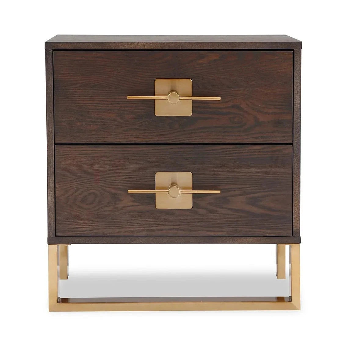 Ophir 2 Drawers Dark Brown Wood Bedside Table