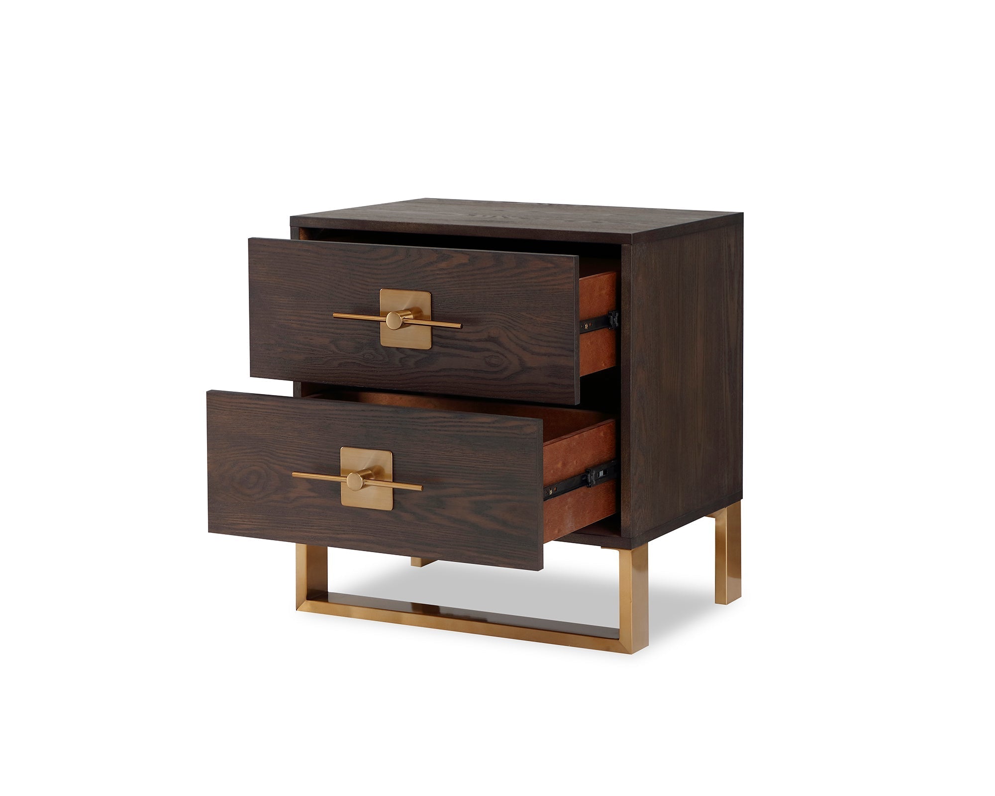 Ophir 2 Drawers Dark Brown Ash Bedside Table