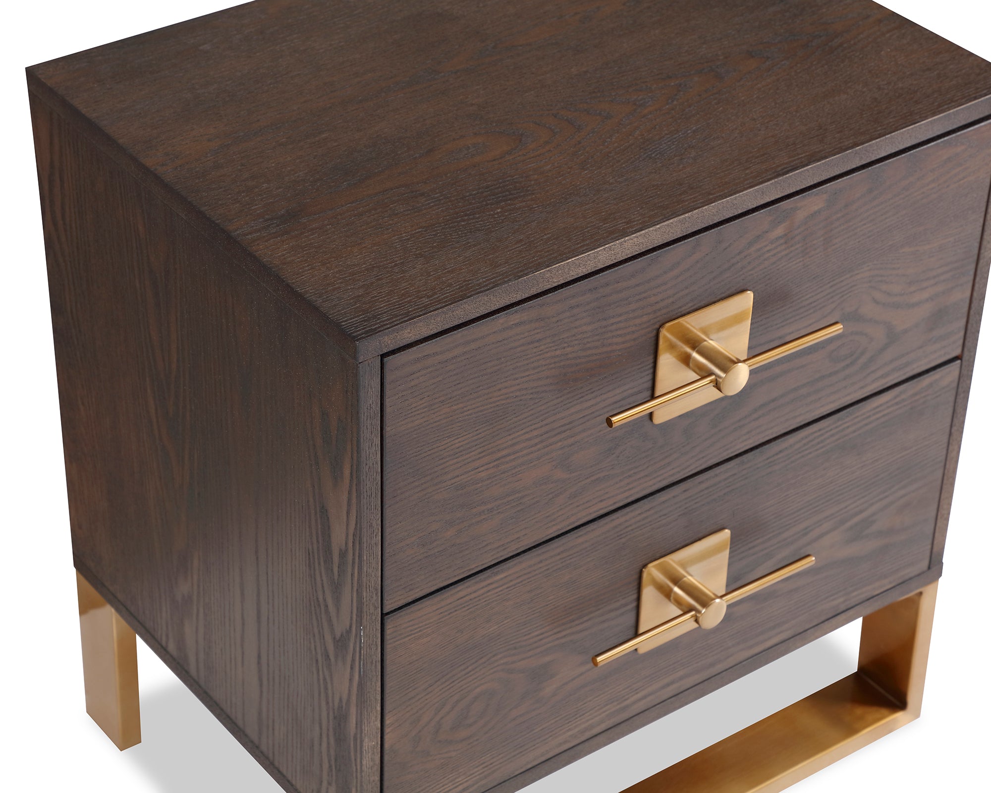 Ophir 2 Drawers Dark Brown Ash Bedside Table