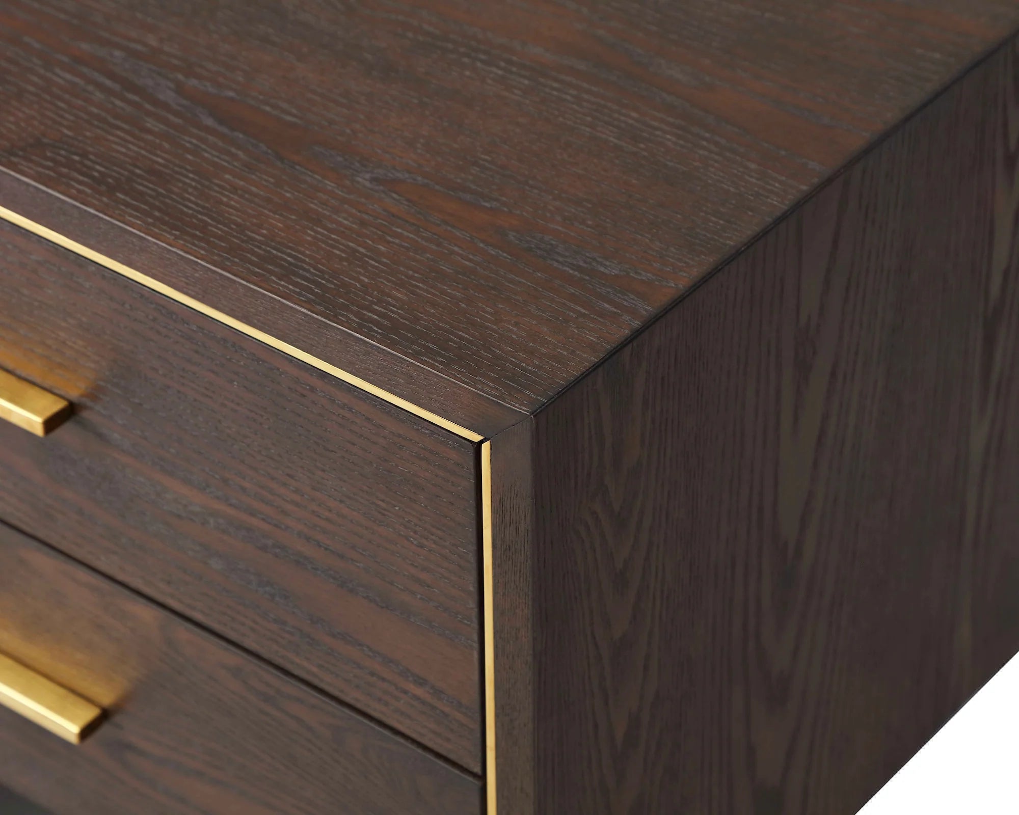 Tigur Dark Brown Wood & Polished Brass Bedside Table