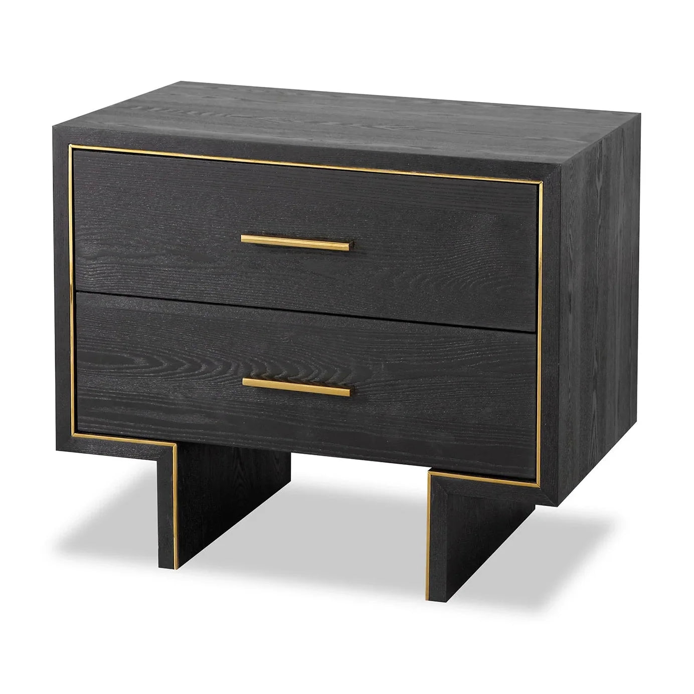 Tigur Black Wood & Polished Brass Bedside Table