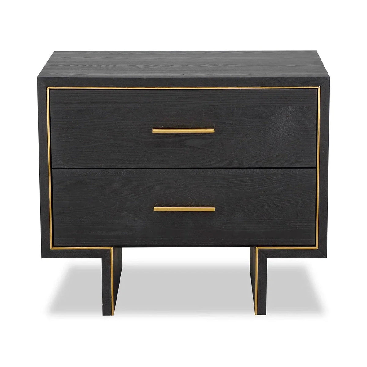Tigur Black Wood & Polished Brass Bedside Table