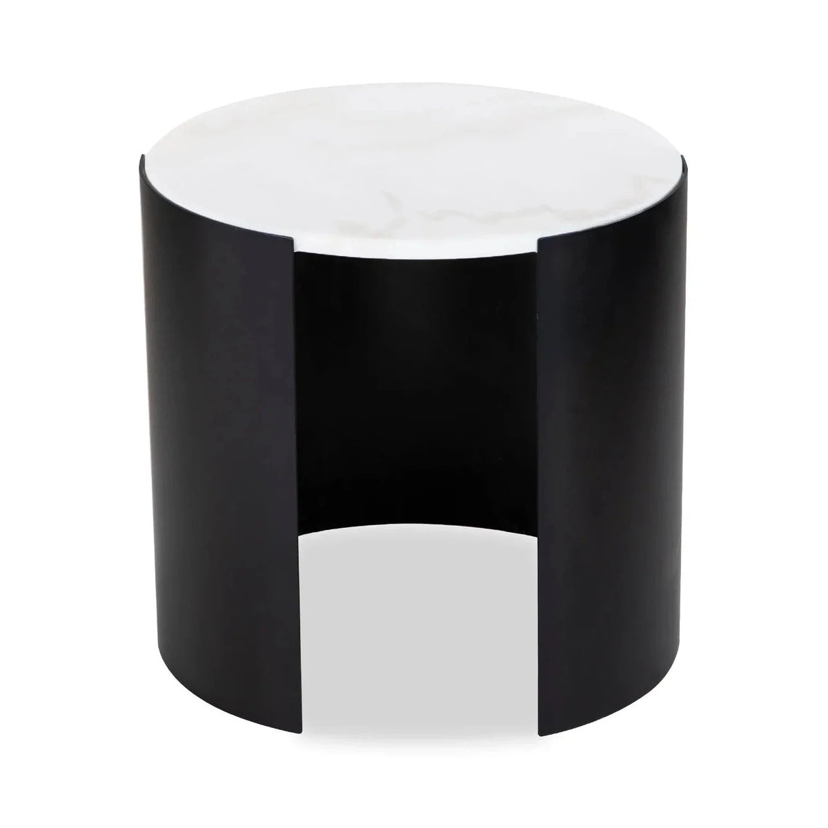 Samba White Marble & Industrial Brown Side Table