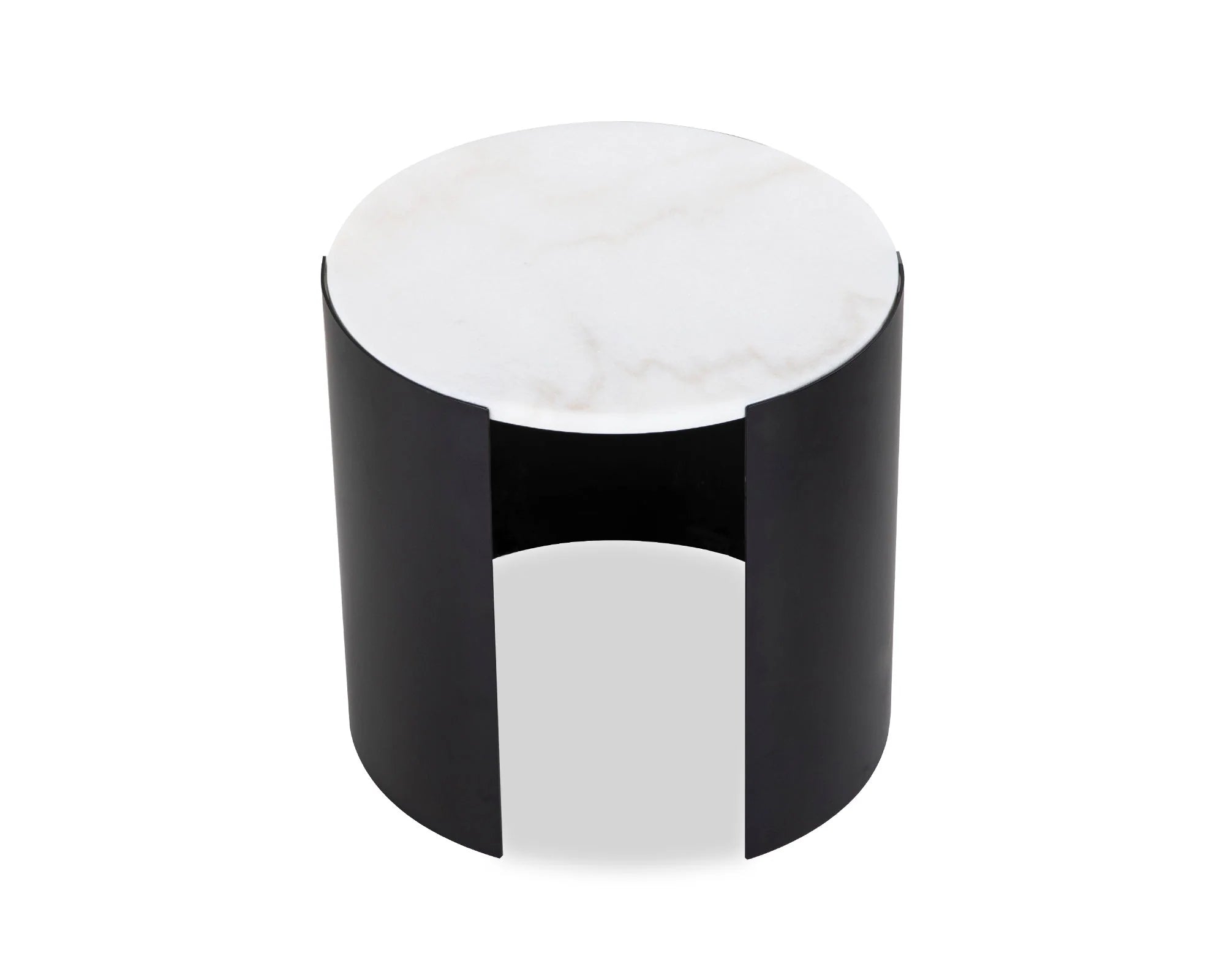 Samba White Marble & Industrial Brown Side Table