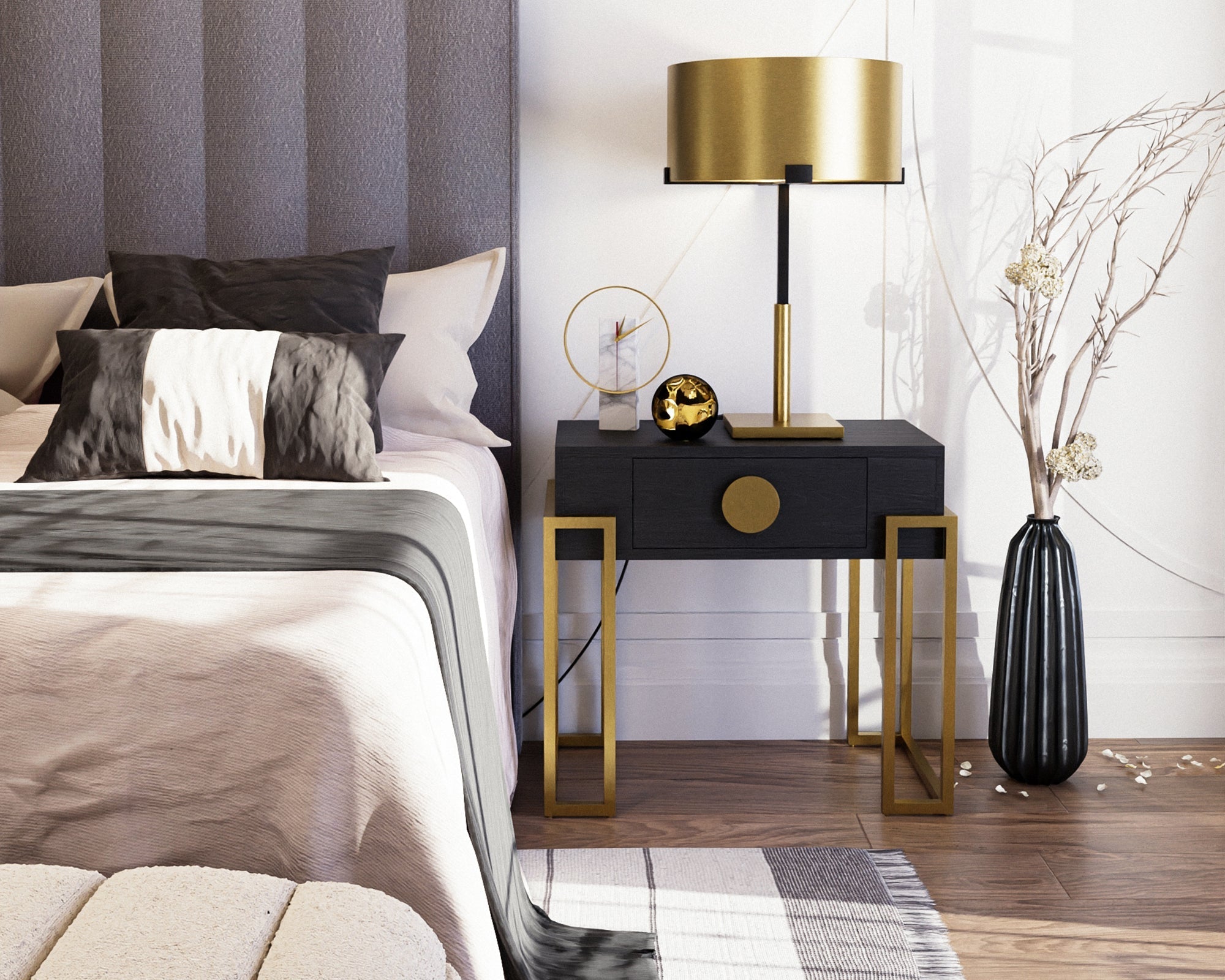 Paradigm Bedside Table - Black Ash Wood