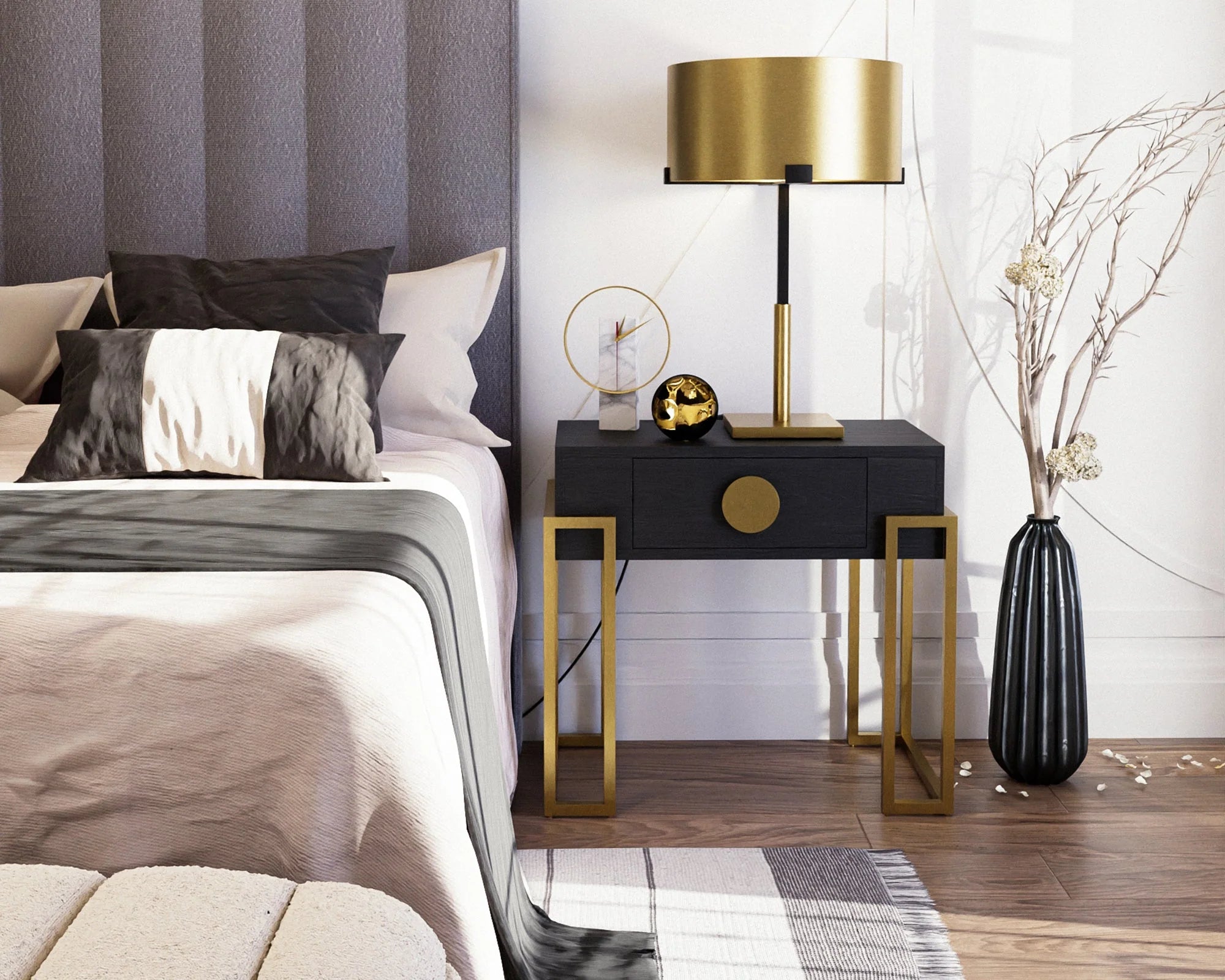 Paradigm Black Wood Bedside Table