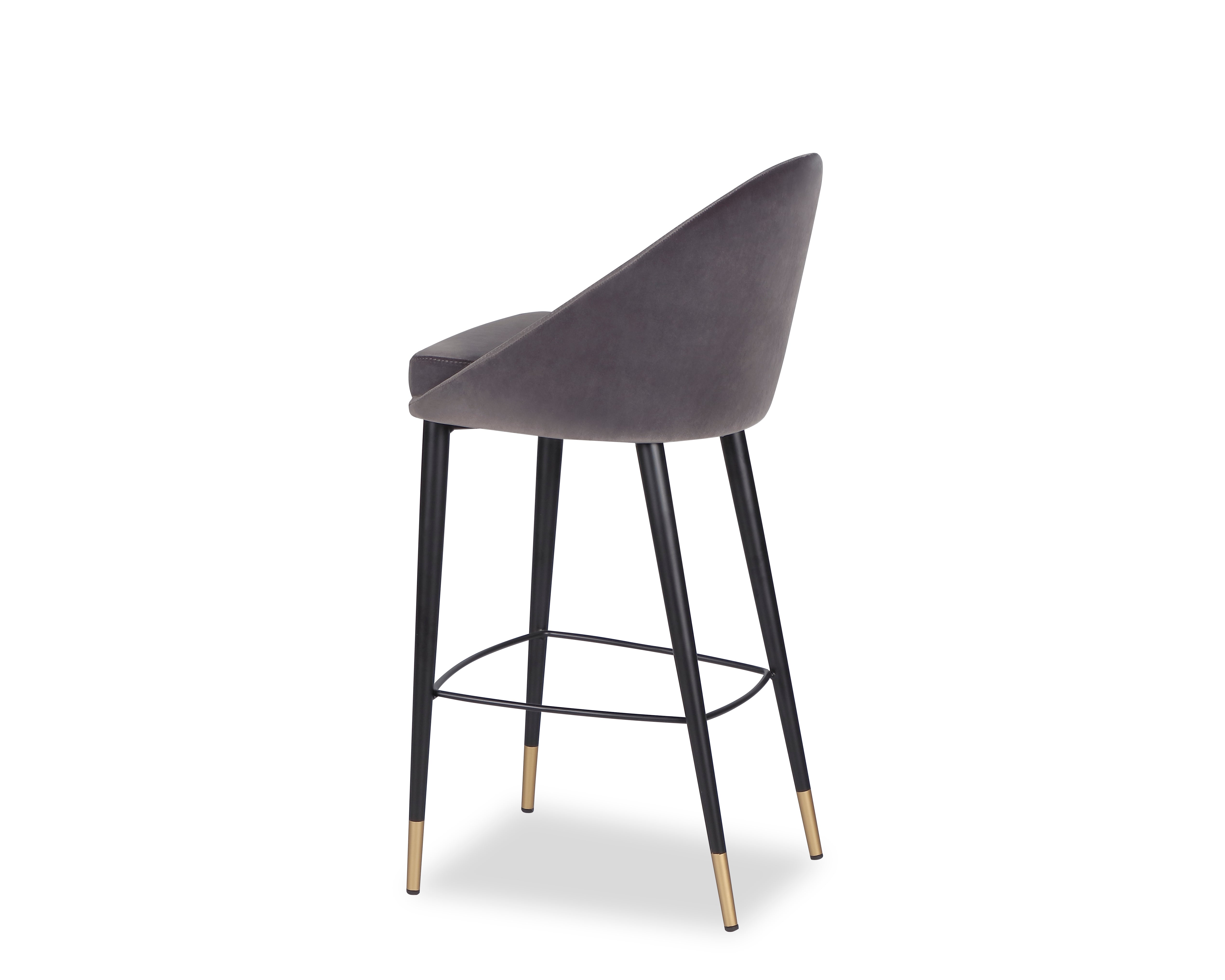 Arden Bar Stool - Gainsborough Nickel Grey Velvet
