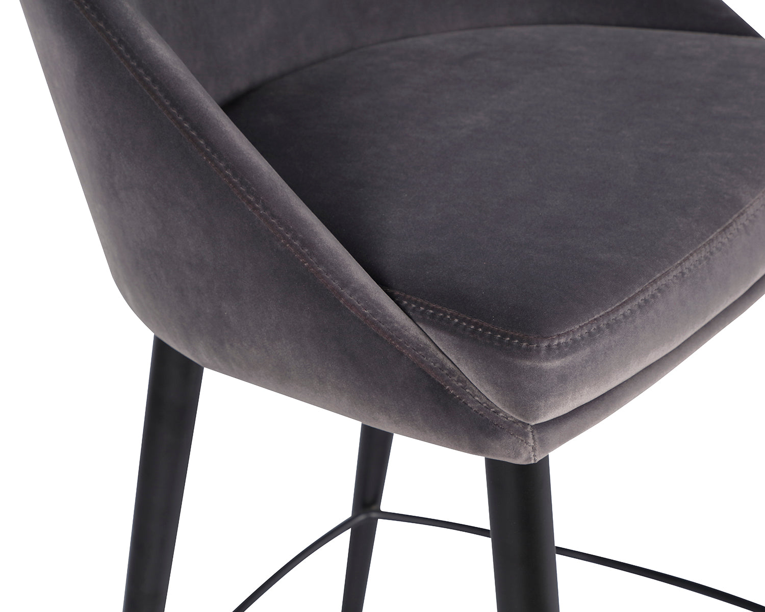 Arden Bar Stool - Gainsborough Nickel Grey Velvet