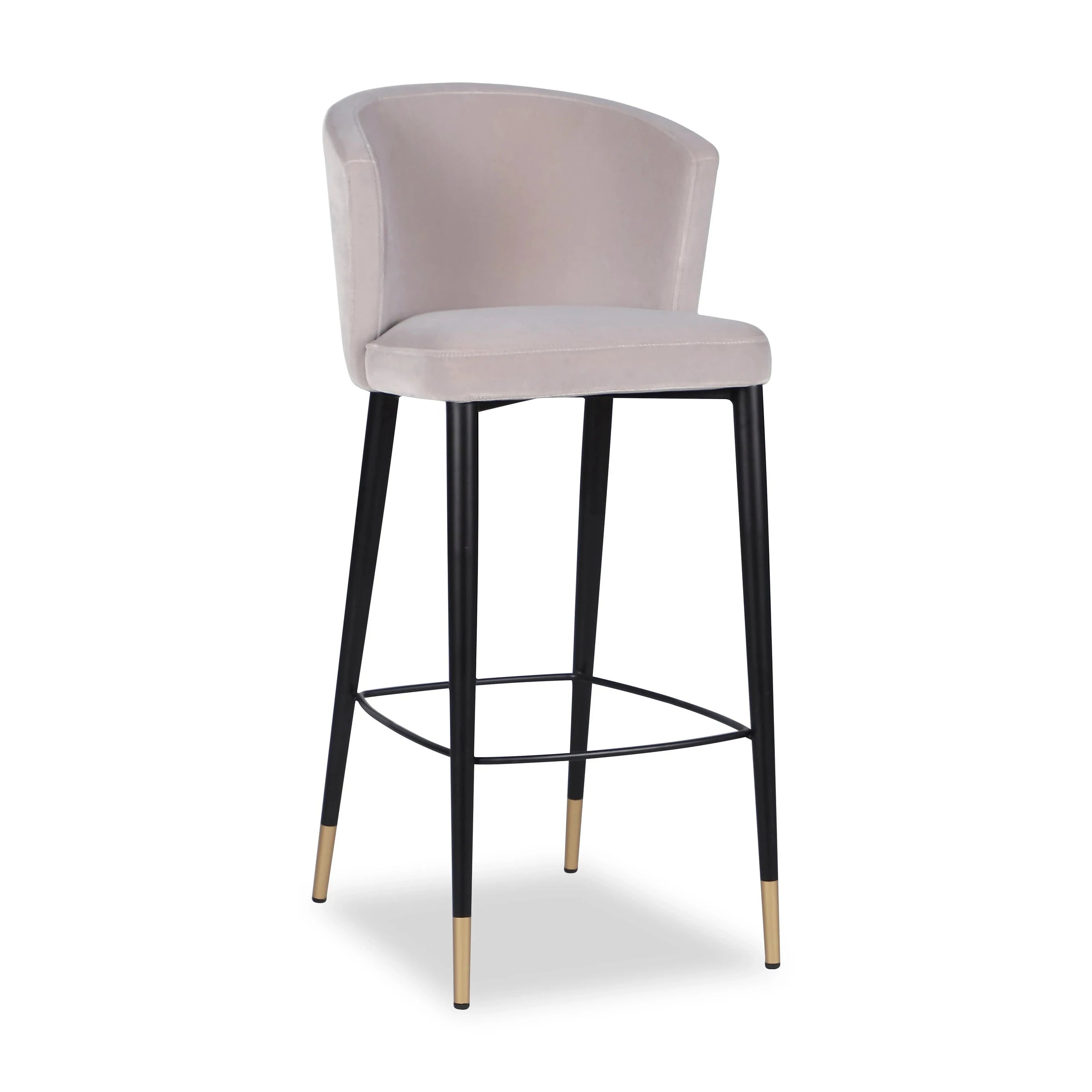 Elica Gainsborough Dorian Grey Velvet Bar Stool