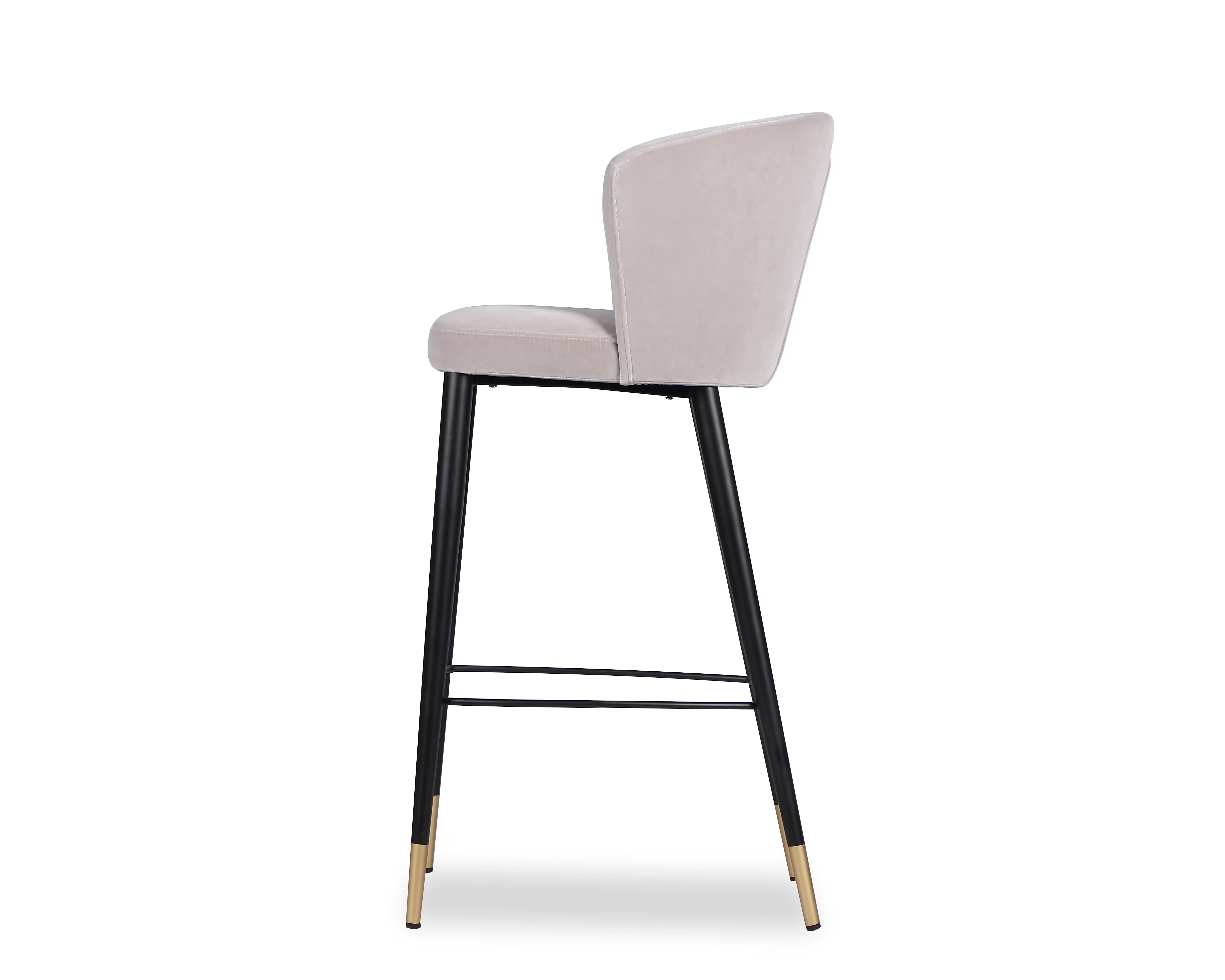 Elica Gainsborough Dorian Grey Velvet Bar Stool