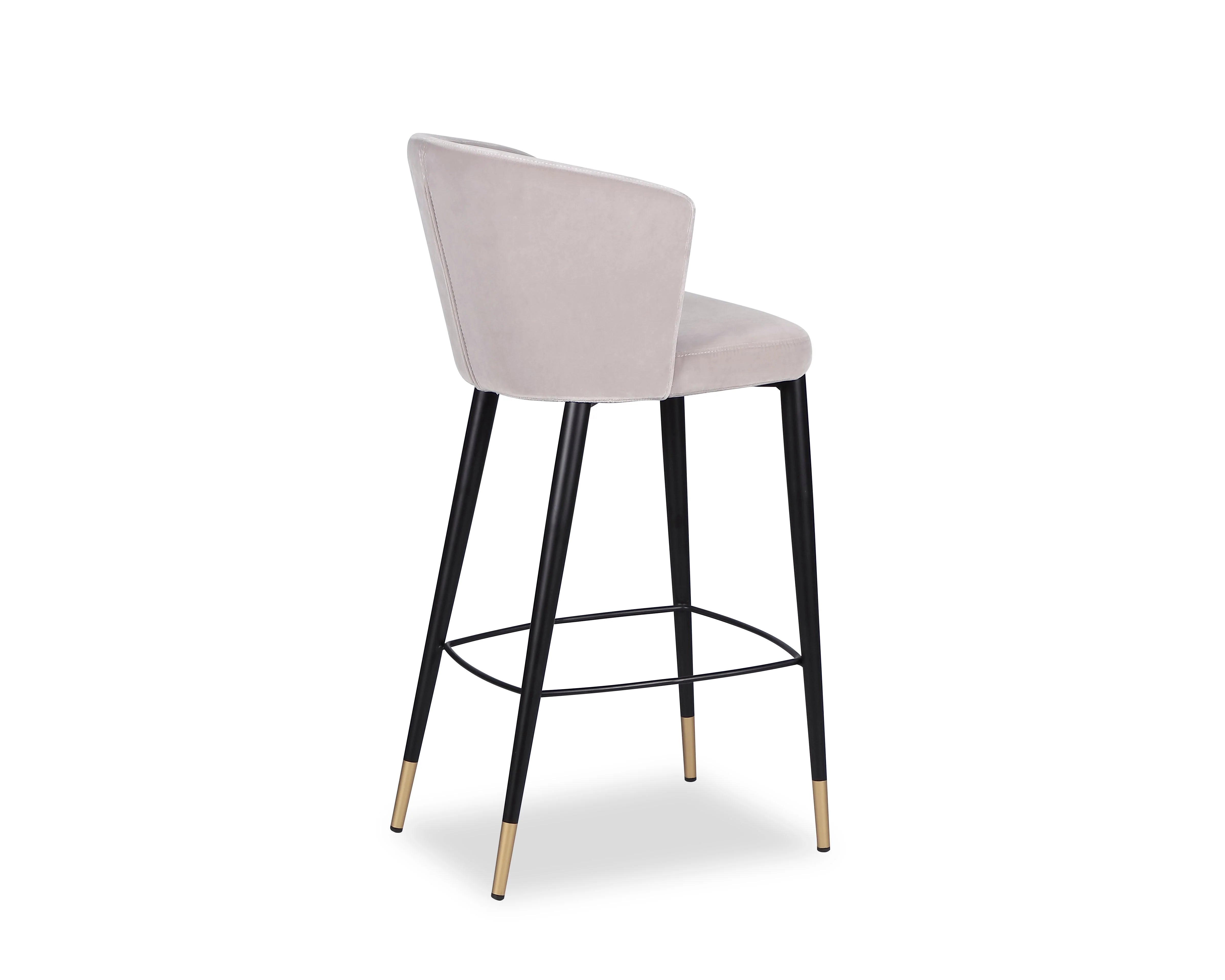 Elica Gainsborough Dorian Grey Velvet Bar Stool