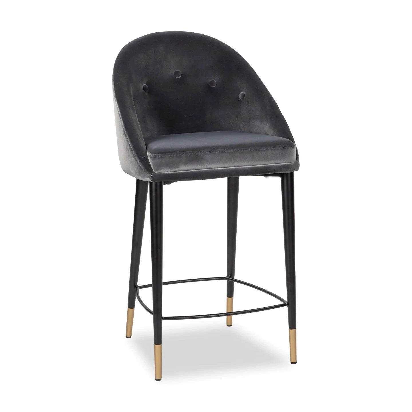 Arden Gainsborough Nickel Grey Velvet Counter Stool