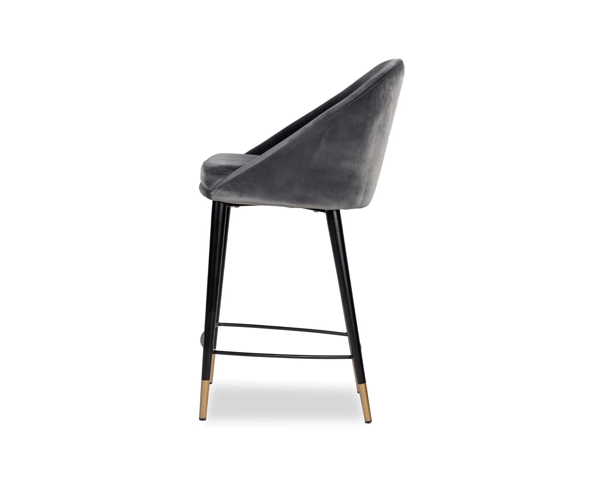 Arden Gainsborough Nickel Grey Velvet Counter Stool