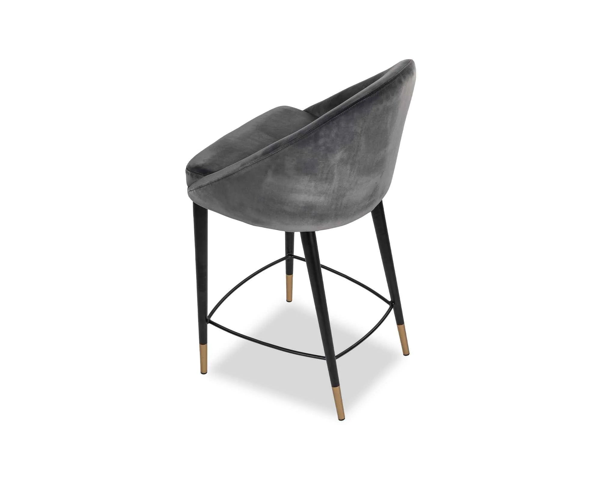 Arden Gainsborough Nickel Grey Velvet Counter Stool