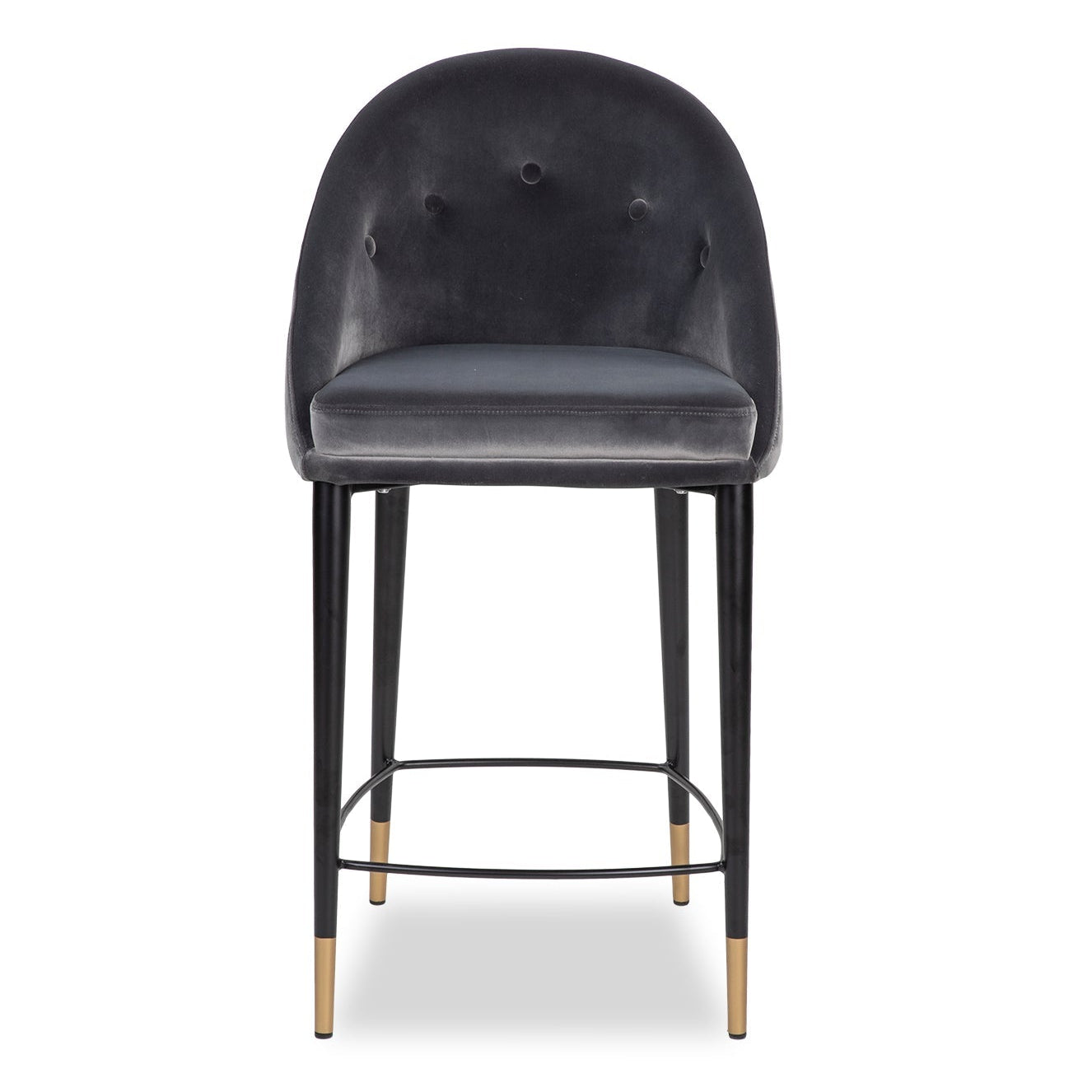 Arden Gainsborough Nickel Grey Velvet Counter Stool