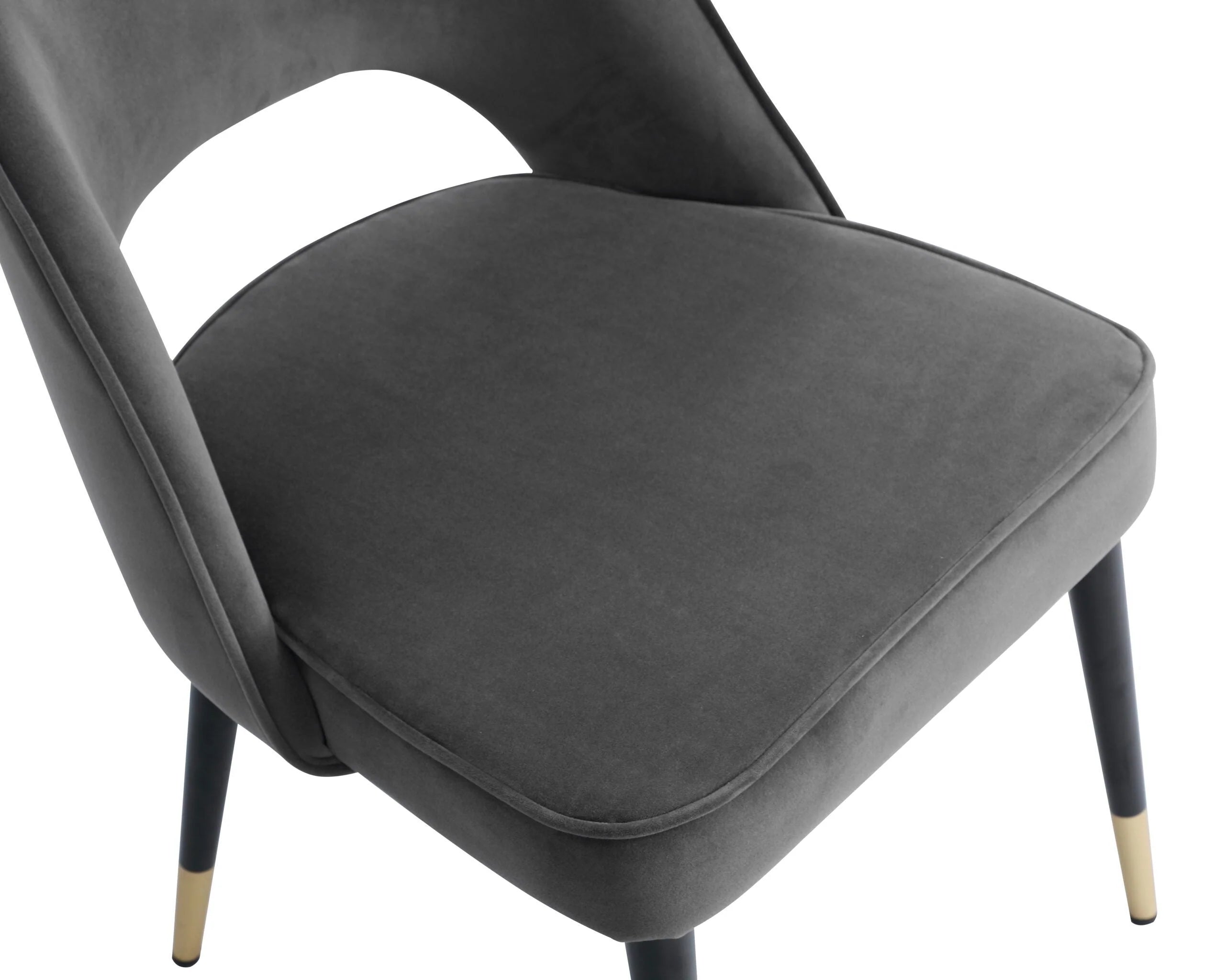 Set of 2 Yves Kaster II Slate Grey Velvet Dining Chairs