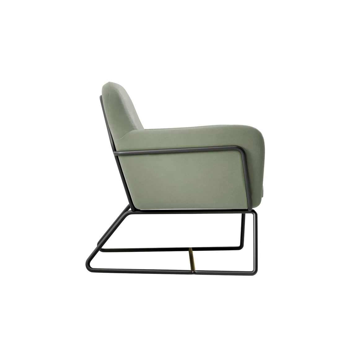 Charles Sage Green Velvet & Matte Black Armchair