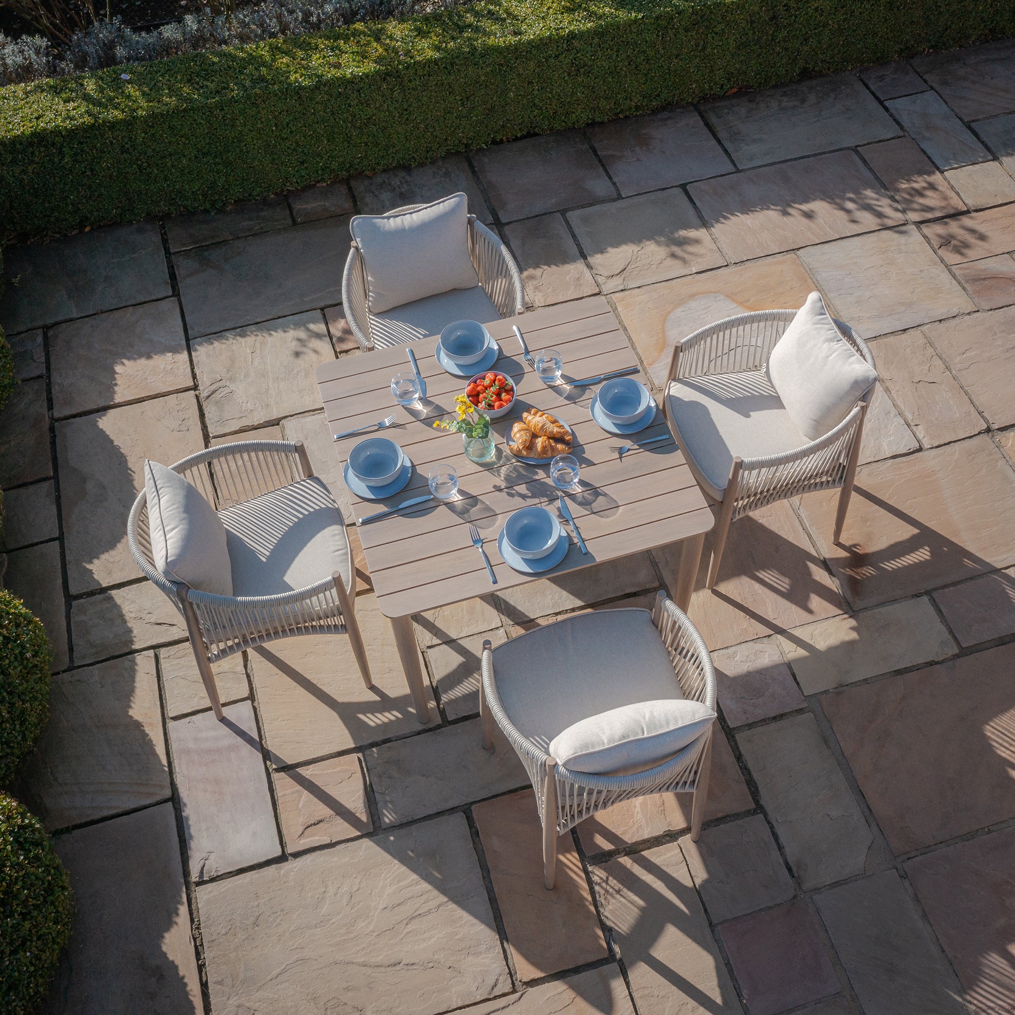 Havana Natural Linen Square Outdoor Dining Set | 4 Seater