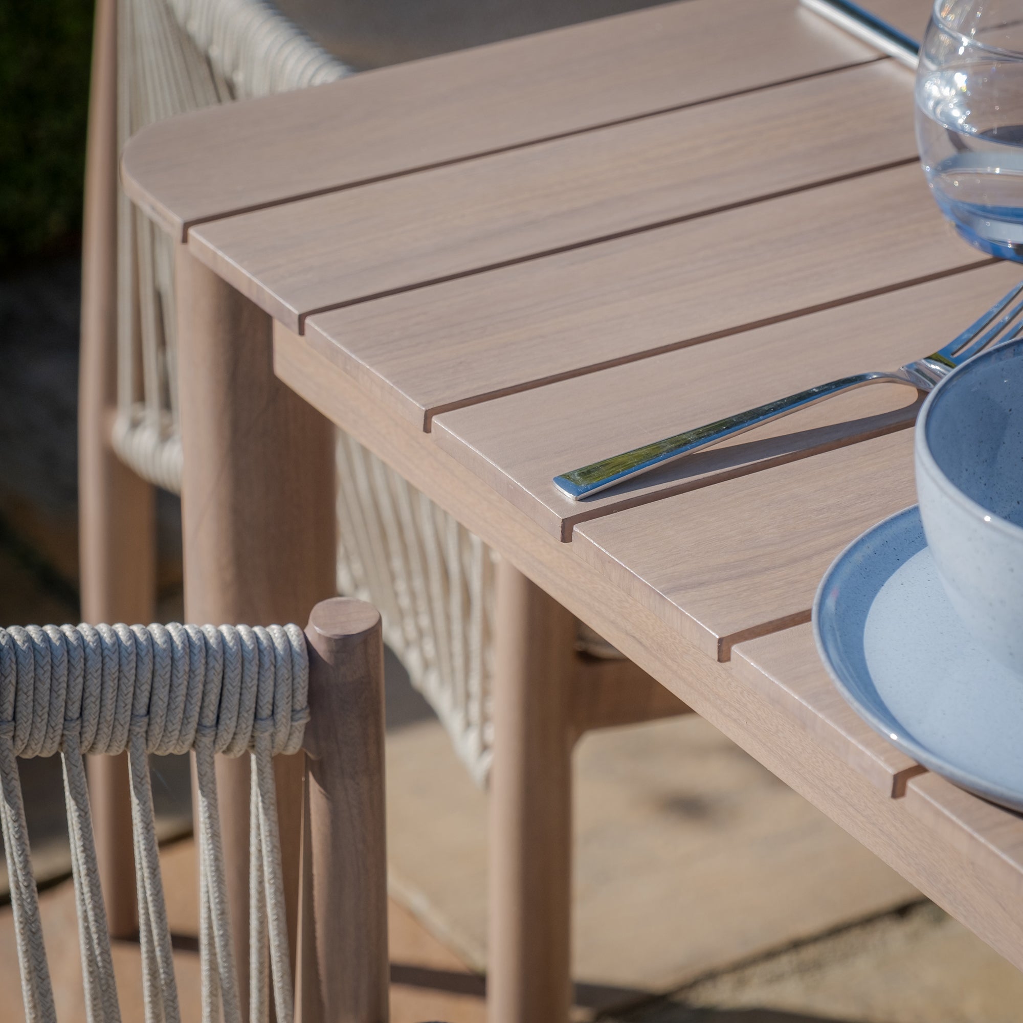 Havana Natural Linen Square Outdoor Dining Set | 4 Seater