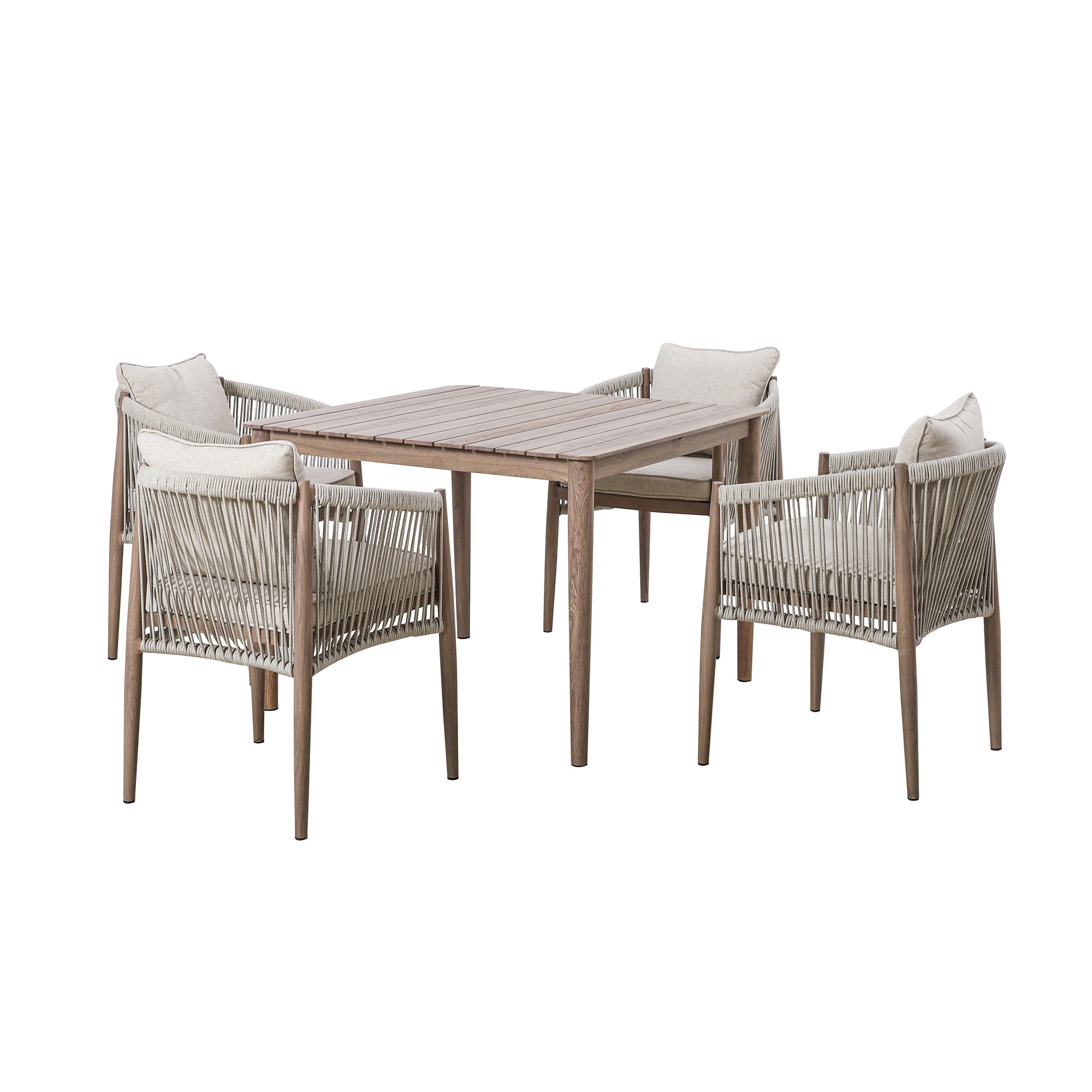 Havana Natural Linen Square Outdoor Dining Set | 4 Seater