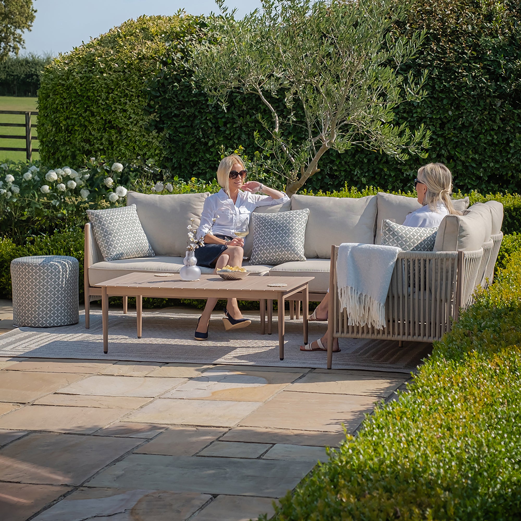 Havana Natural Linen Outdoor Corner Sofa Set Large