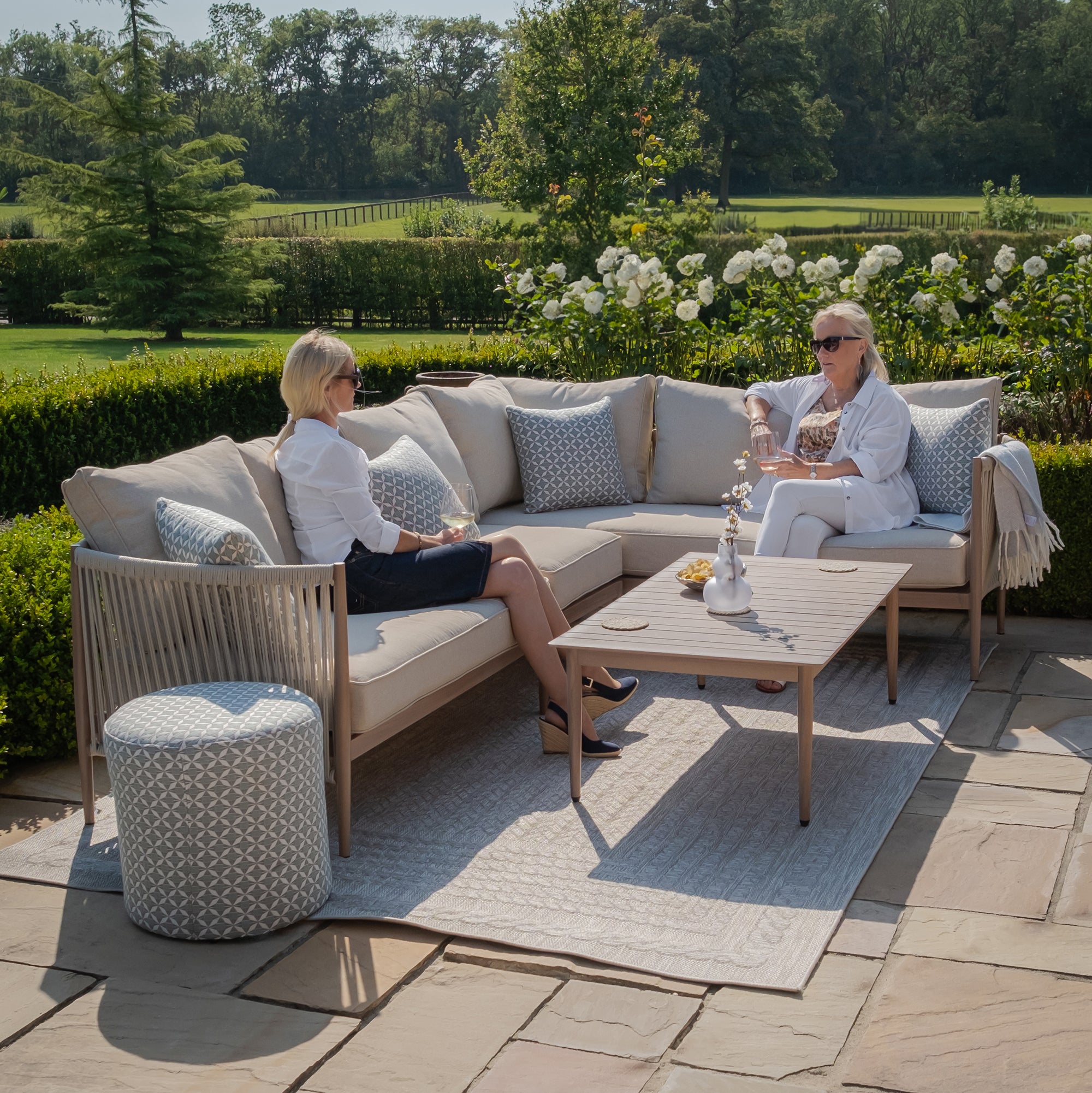 Havana Natural Linen Outdoor Corner Sofa Set Large