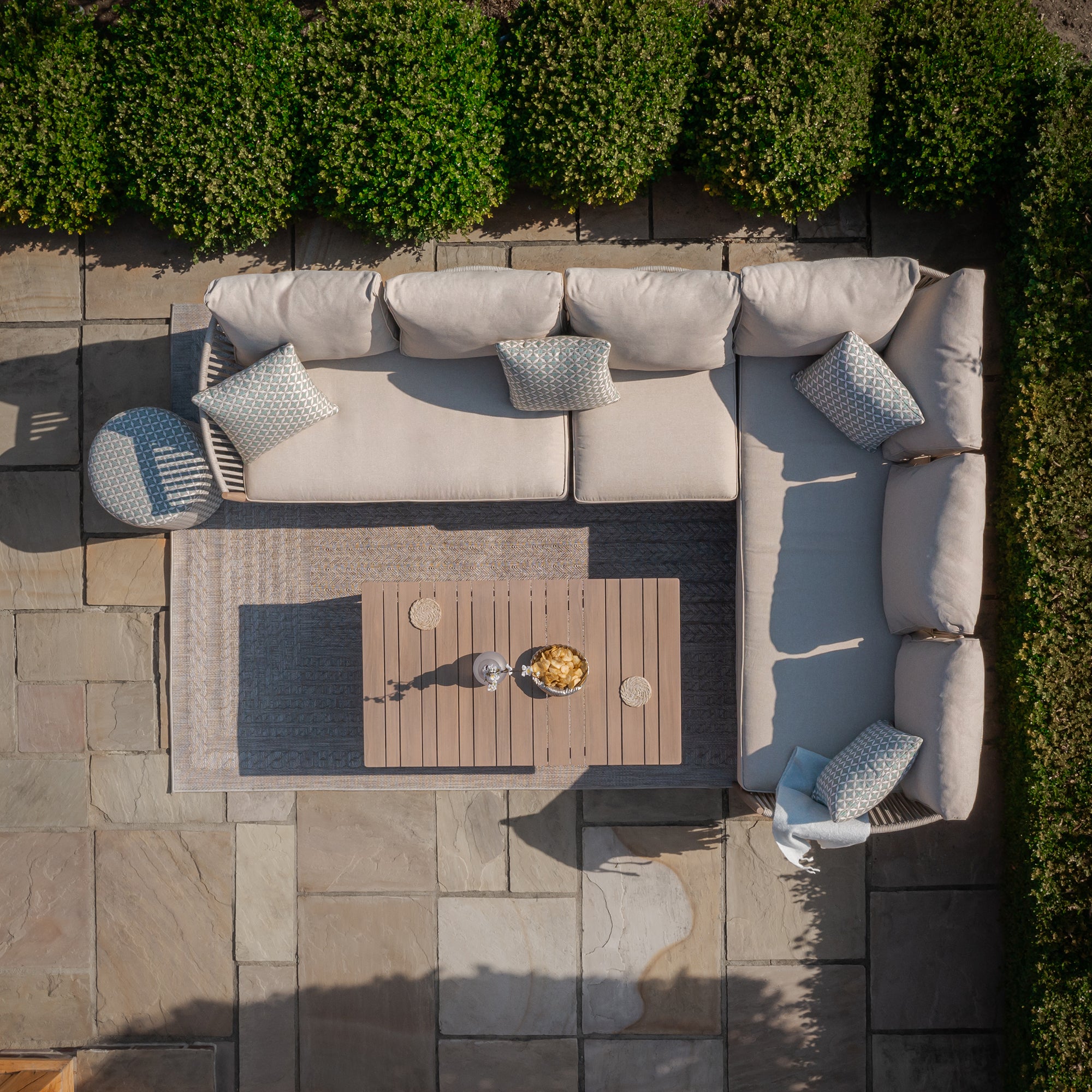 Havana Natural Linen Outdoor Corner Sofa Set Large
