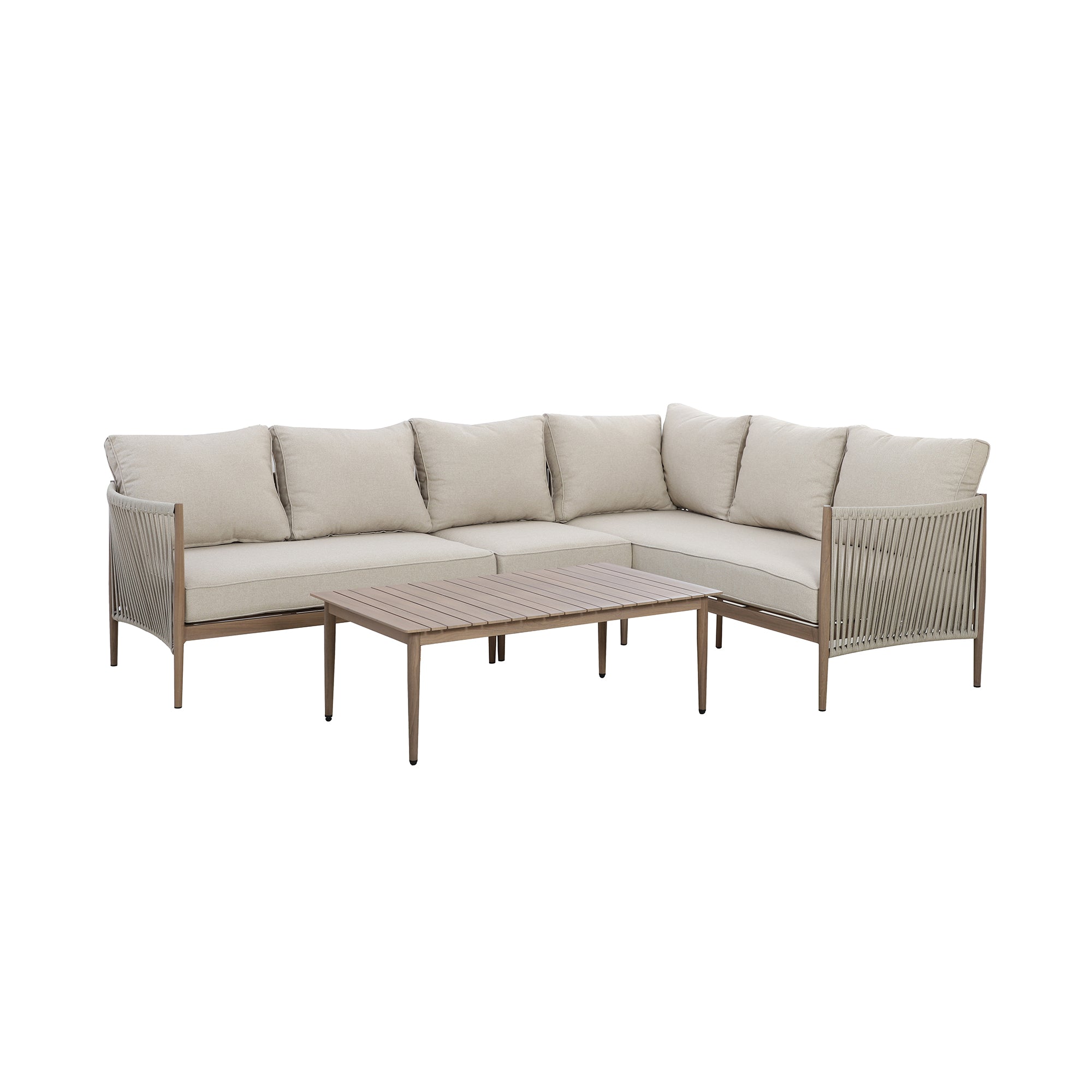 Havana Natural Linen Outdoor Corner Sofa Set Large