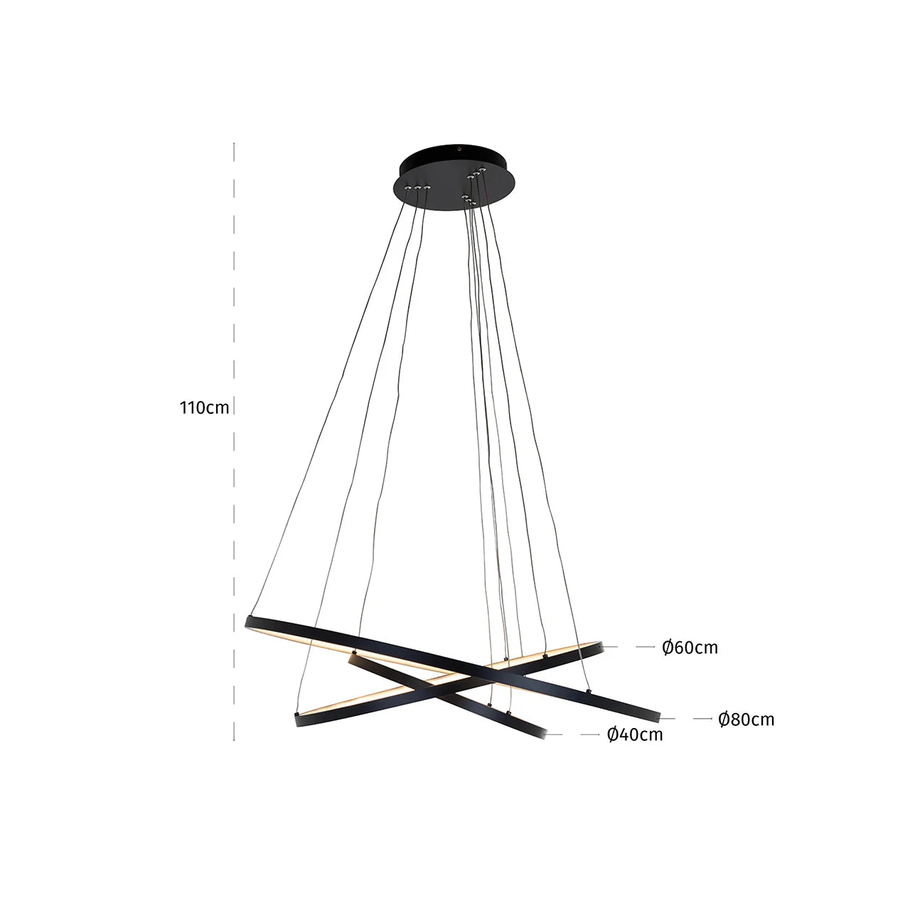 Richmond Interiors Amira Black Triple Halo Led Ceiling Pendant Light