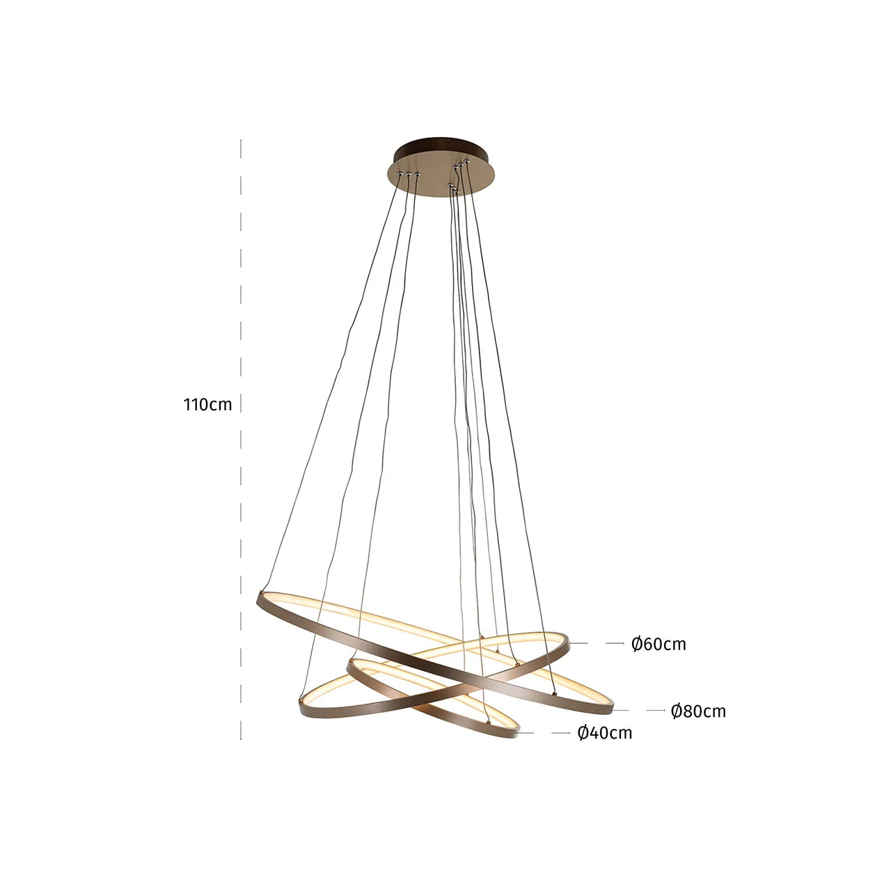 Richmond Interiors Amira Gold Triple Halo Led Ceiling Pendant Light