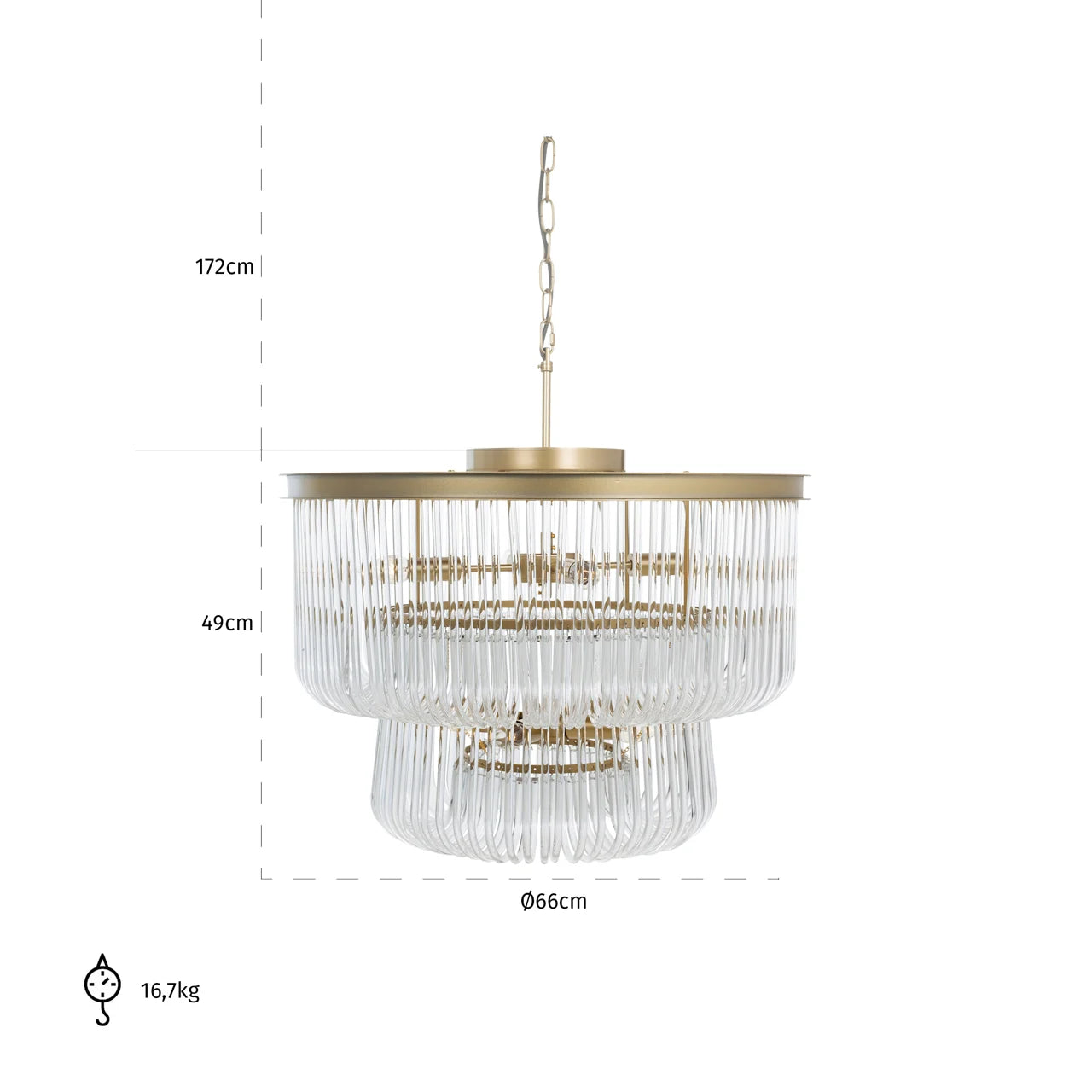 Richmond Interiors Romt Brushed Gold & Crystal Glass Round Chandelier
