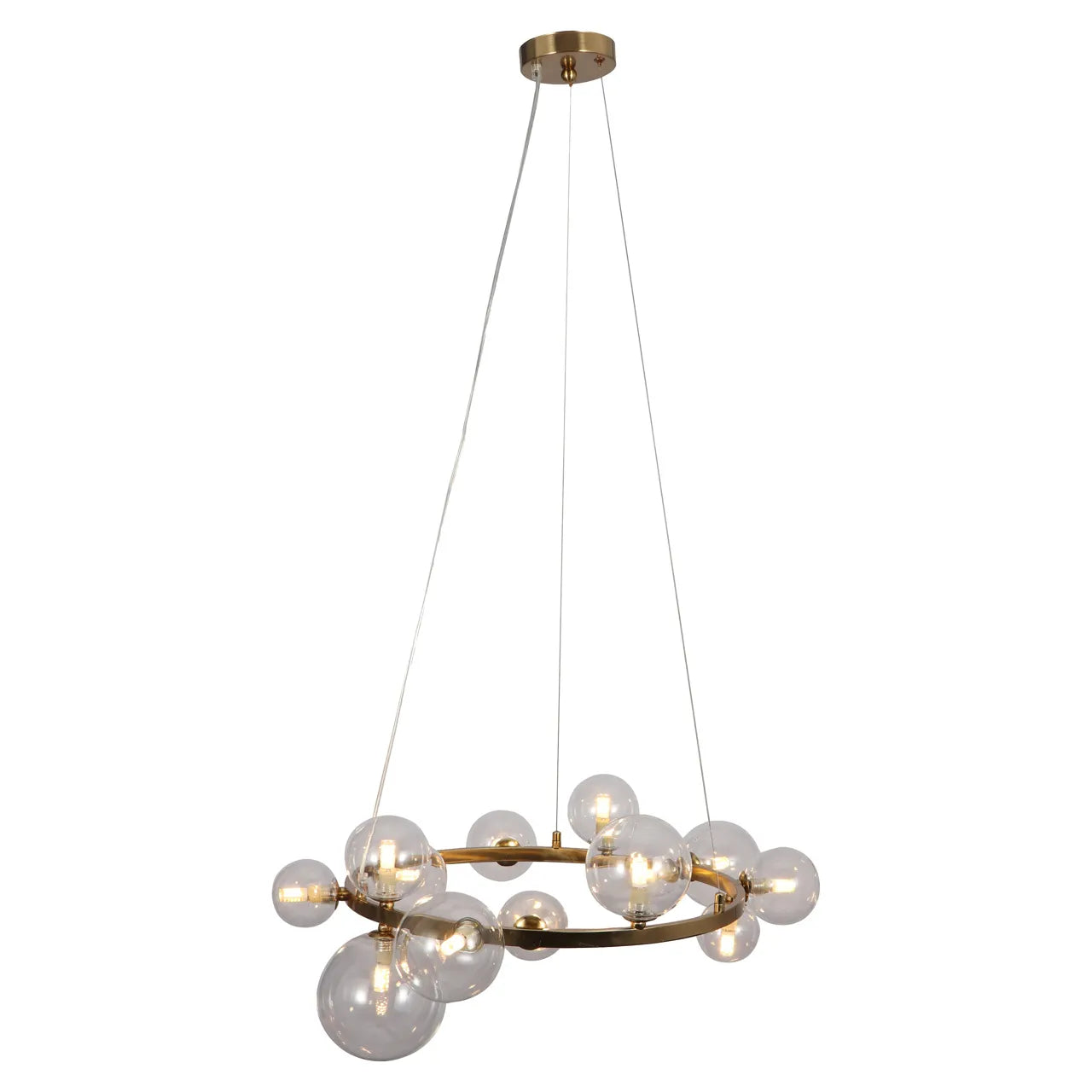 Richmond Interiors Yosie Brushed Gold Smoked Glass Halo Ceiling Light