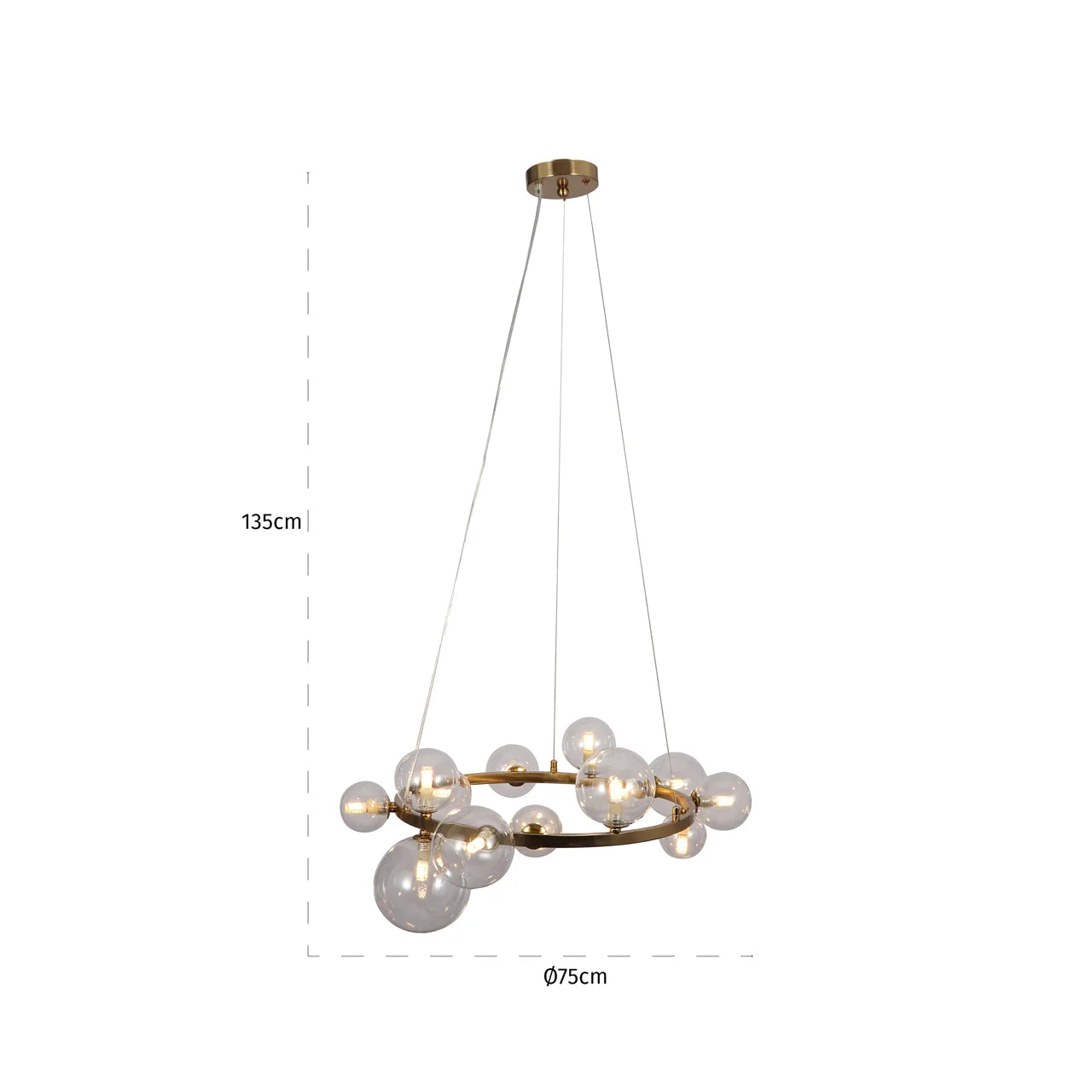 Richmond Interiors Yosie Brushed Gold Smoked Glass Halo Ceiling Light