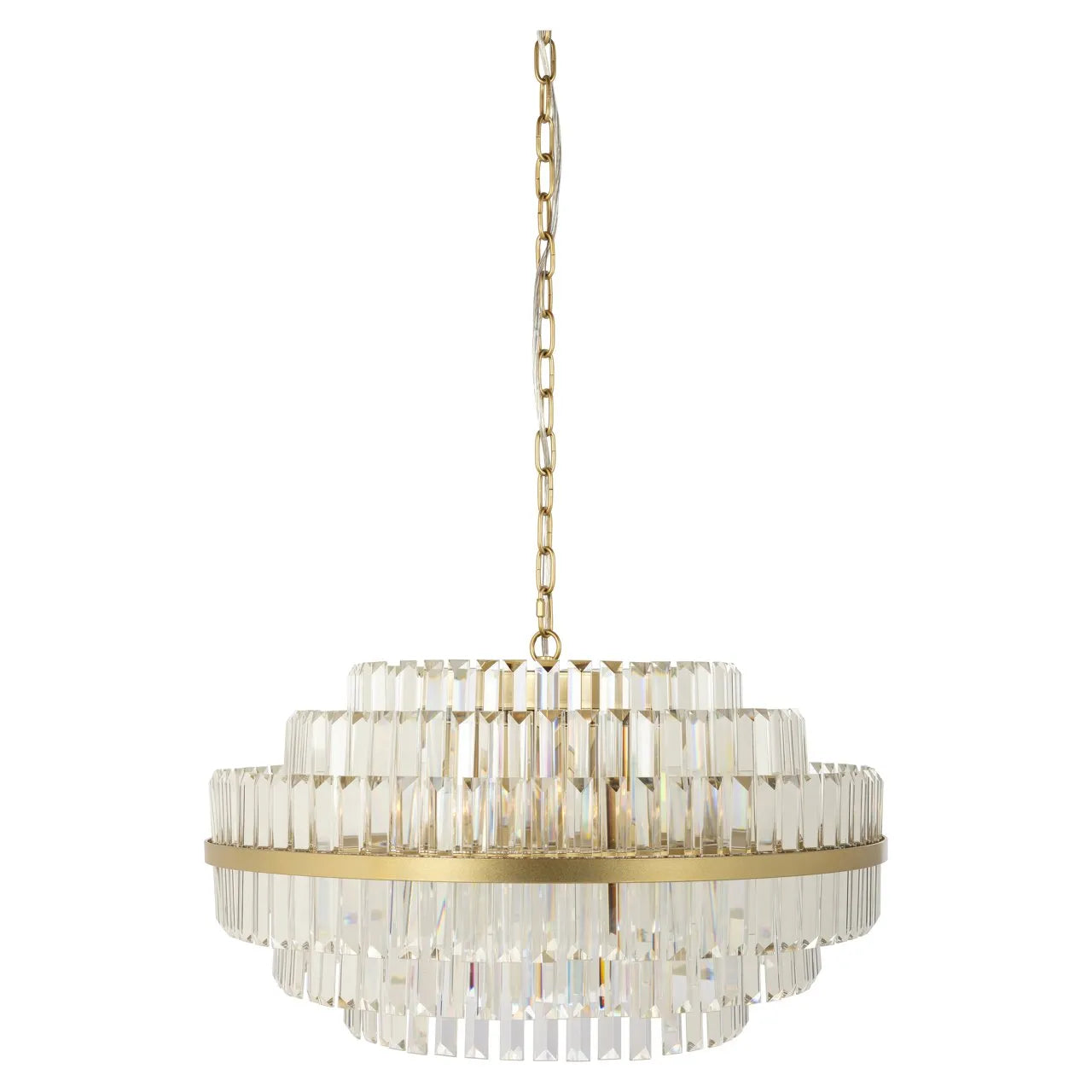 Richmond Interiors Desire Brushed Gold Crystal Glass Chandelier Medium