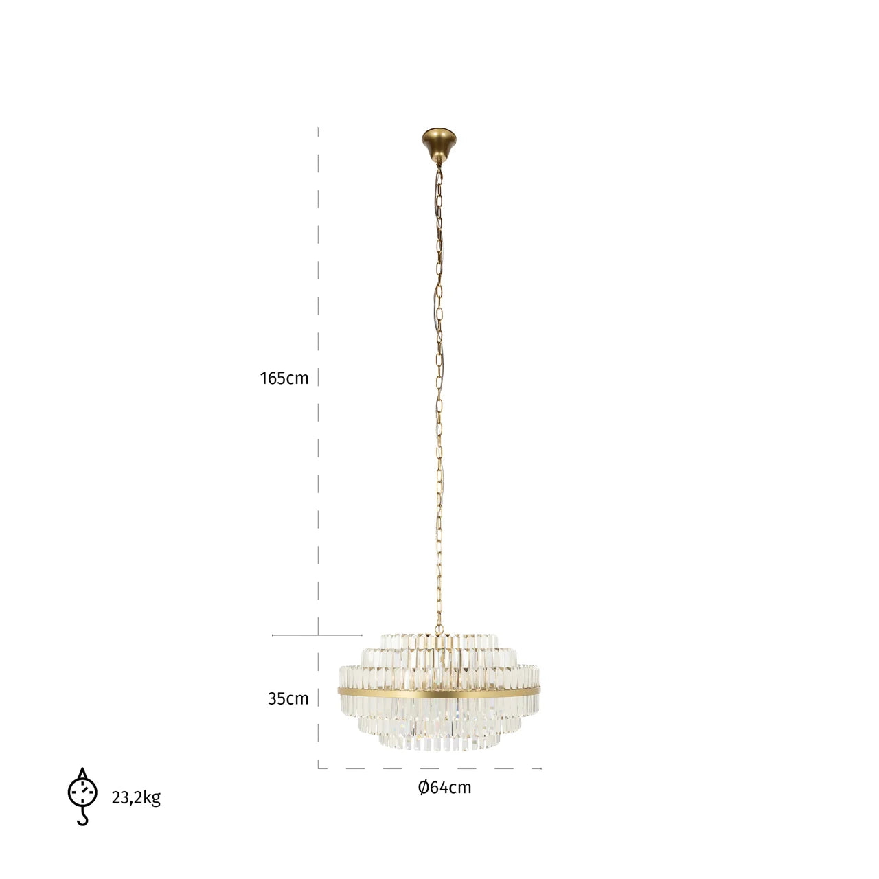 Richmond Interiors Desire Brushed Gold Crystal Glass Chandelier Medium