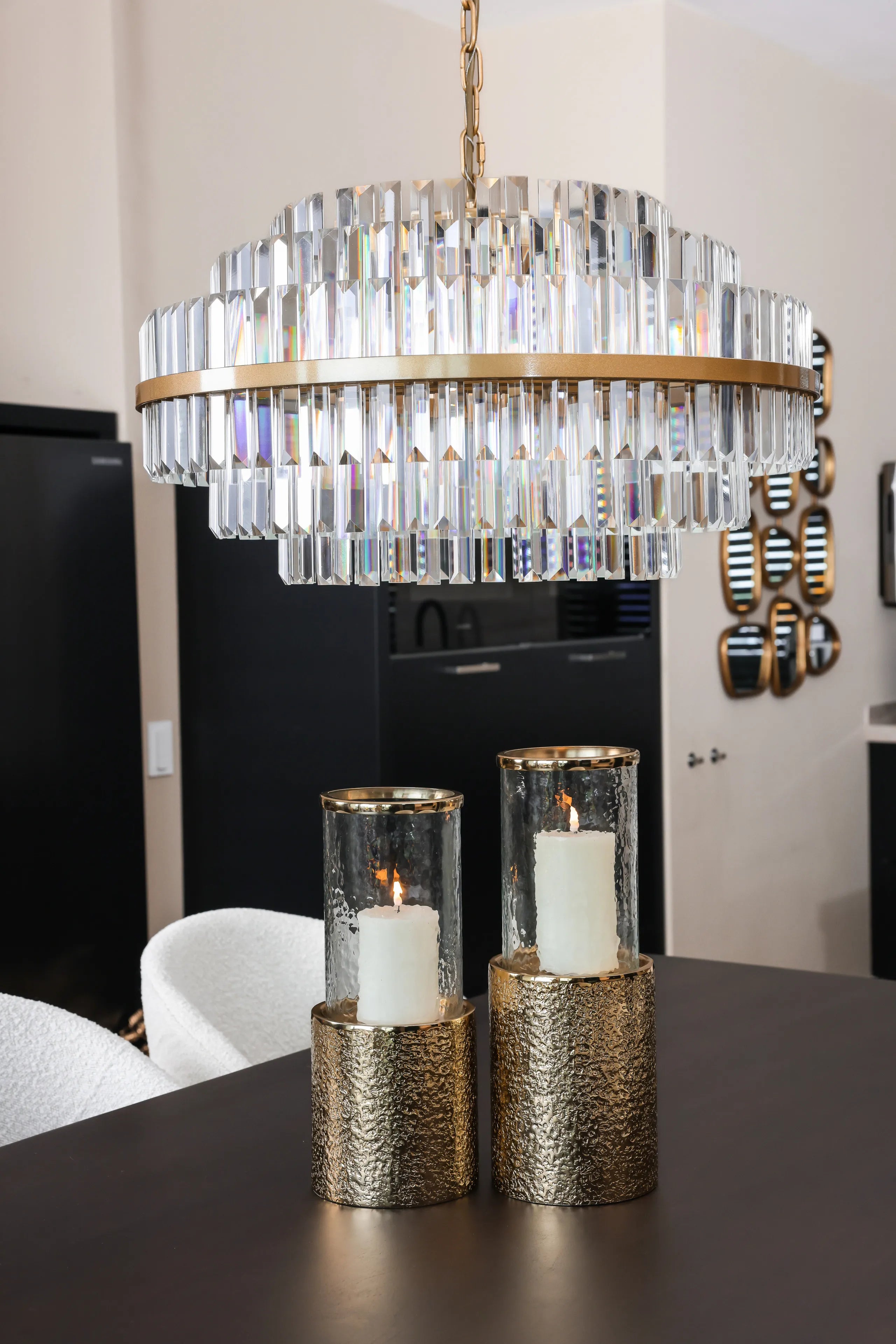 Richmond Interiors Desire Brushed Gold Crystal Glass Chandelier Large
