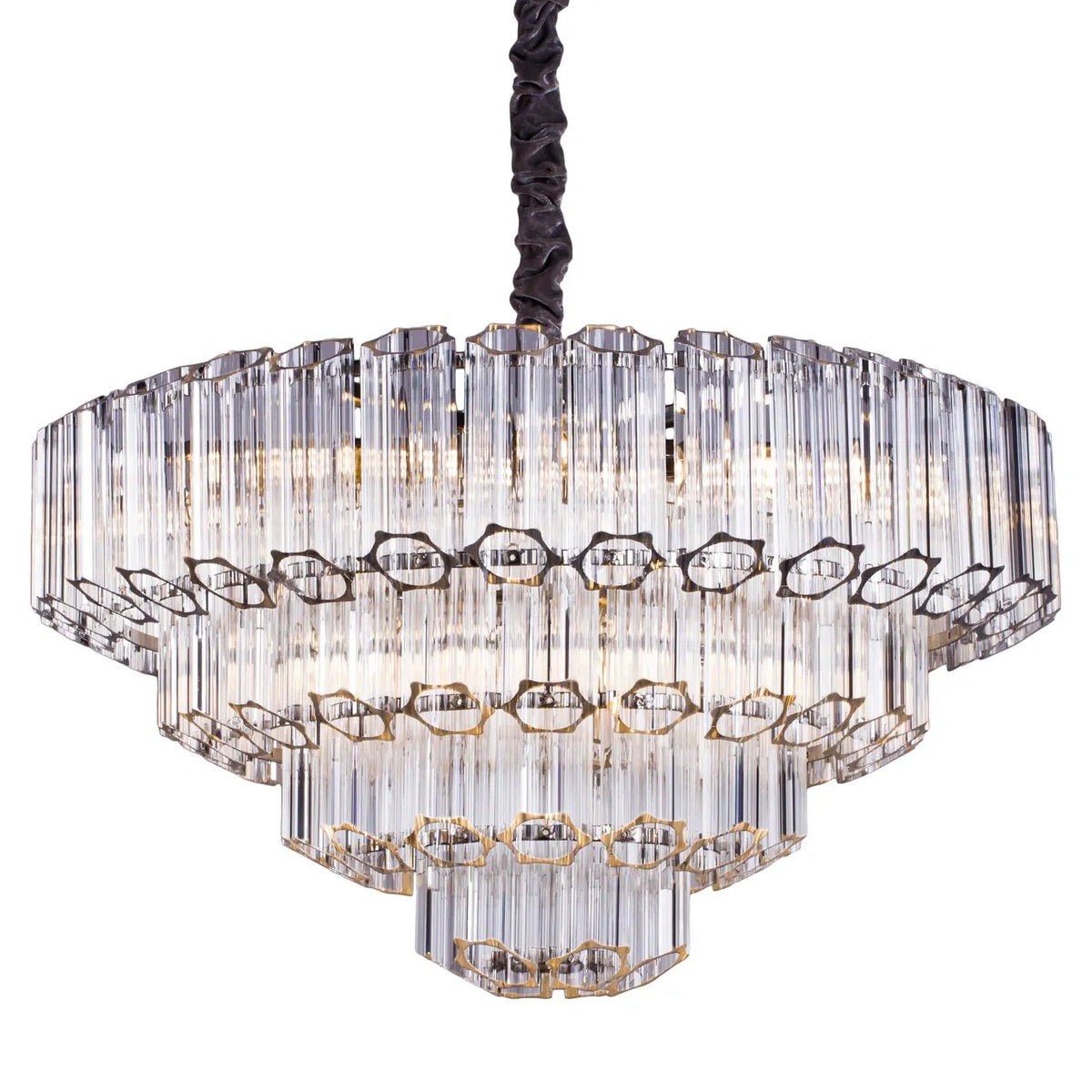 Richmond Interiors Bece Chrome & Crystal Glass Chandelier