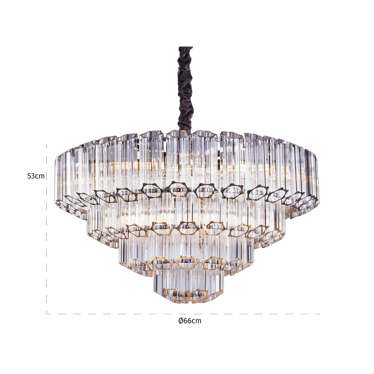 Richmond Interiors Bece Chrome & Crystal Glass Chandelier