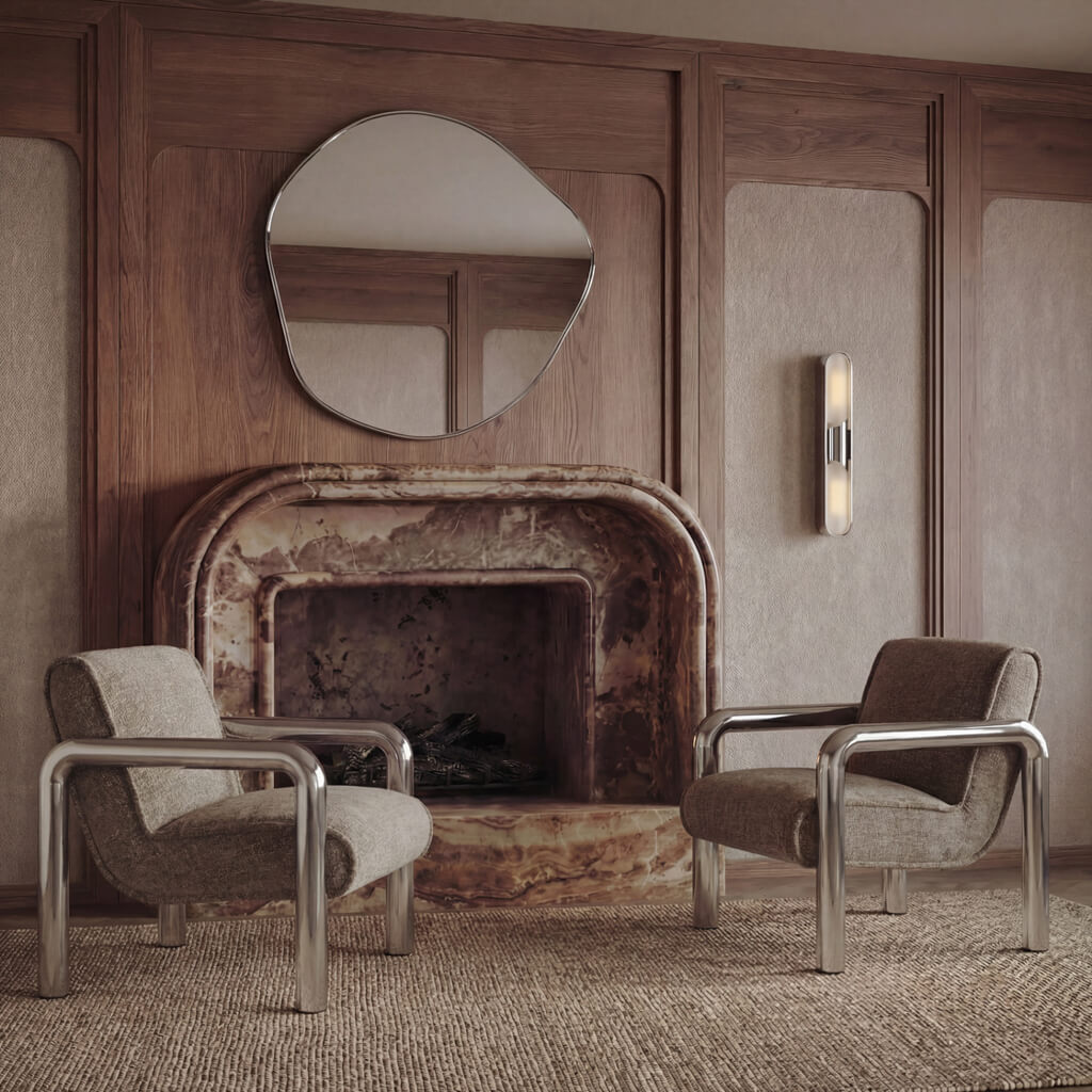 Haider Light Brown Tweed & Chrome Armchair