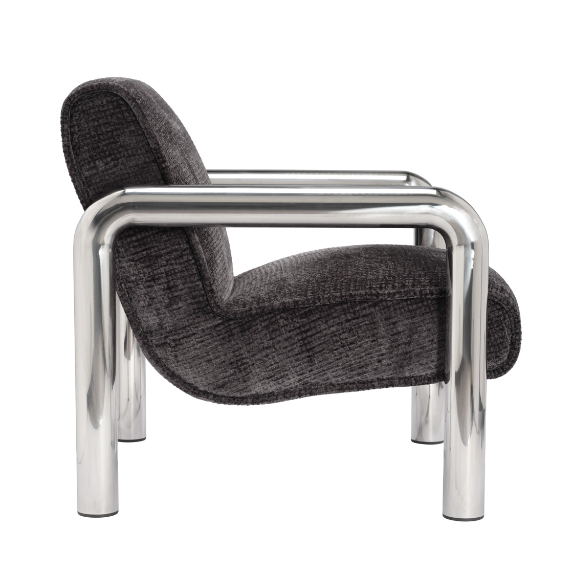 Haider Black Velvet & Chrome Armchair