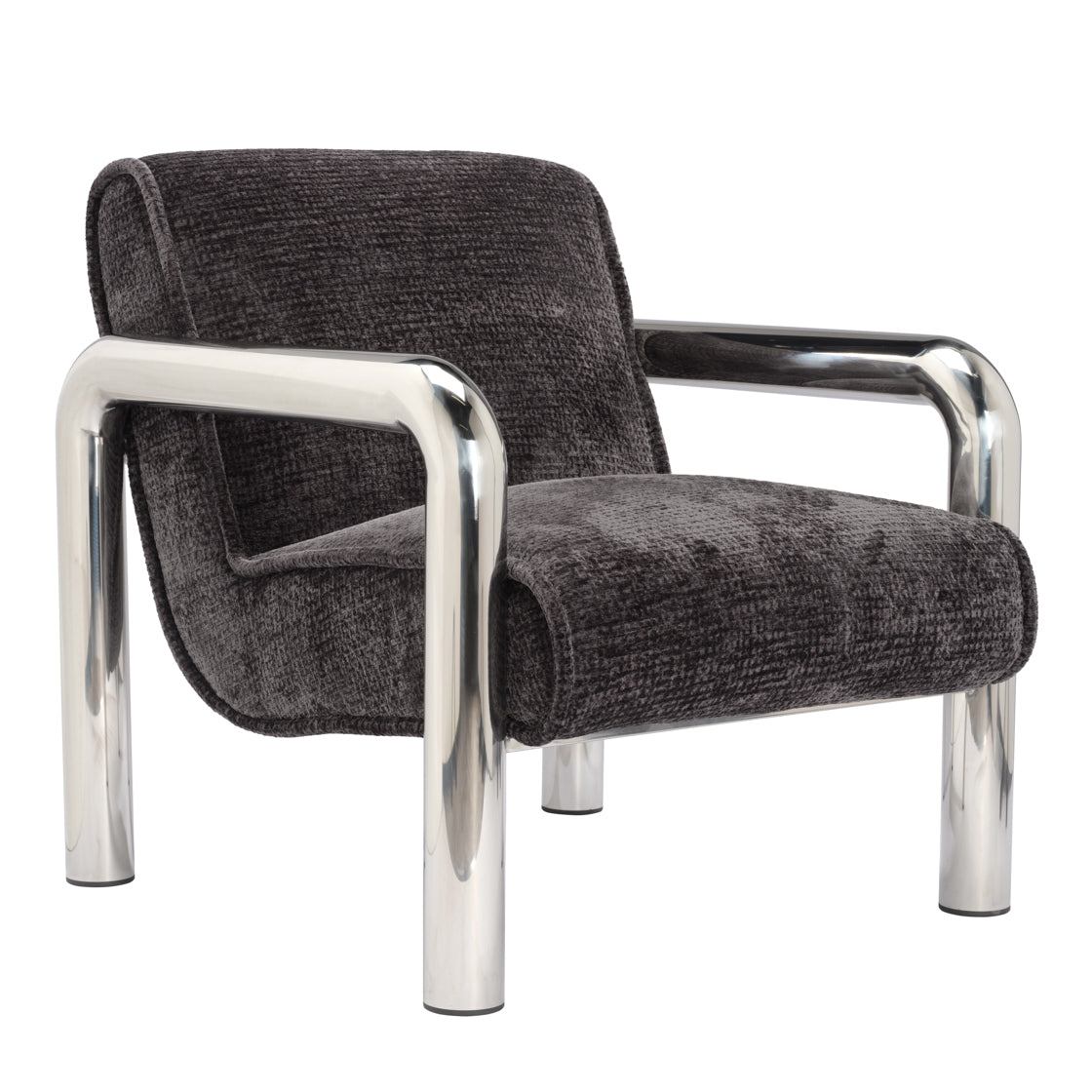 Haider Black Velvet & Chrome Armchair
