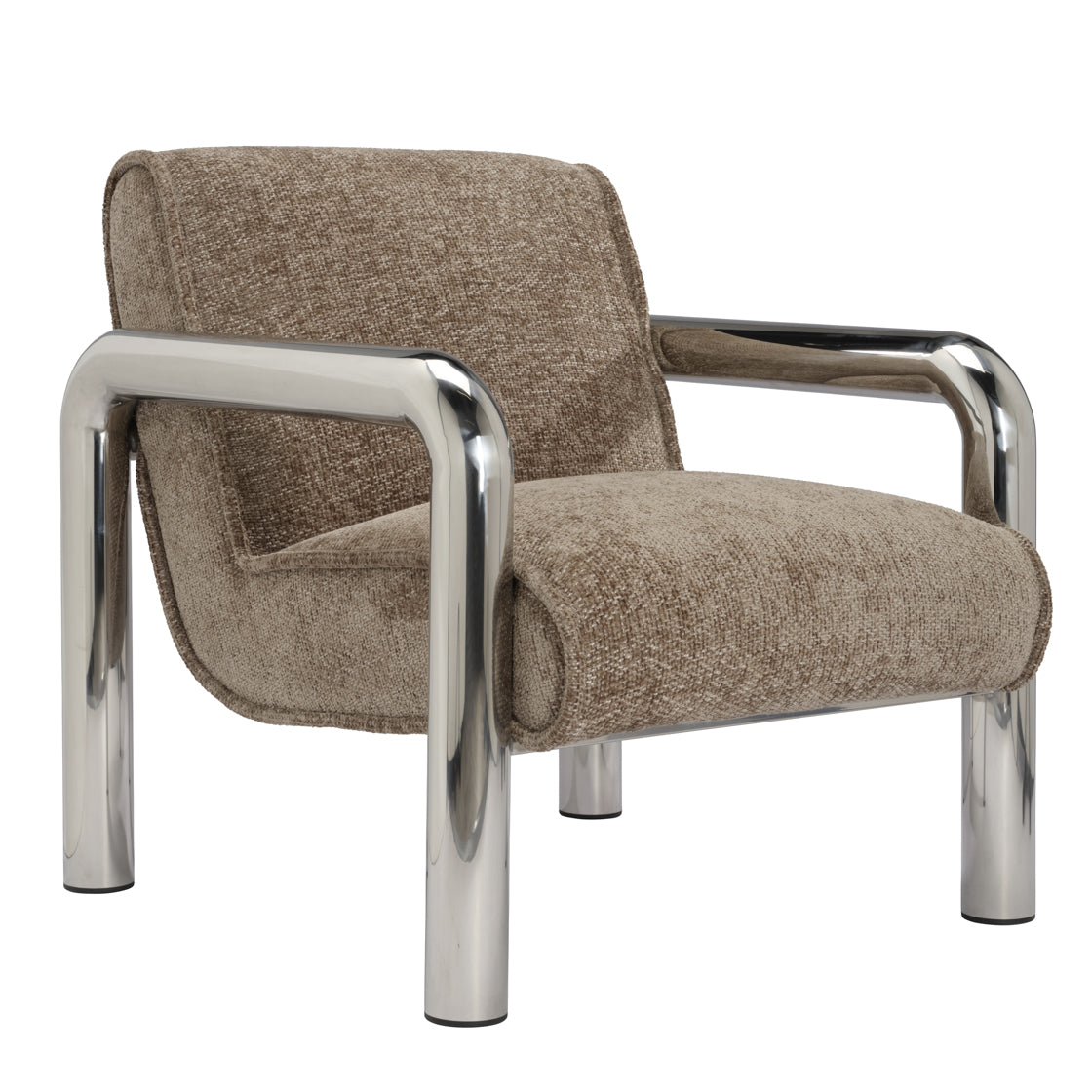 Haider Light Brown Tweed & Chrome Armchair