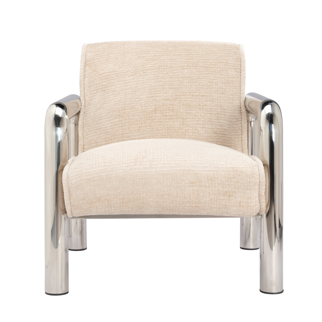 Haider Shortbread Beige Velvet & Chrome Armchair