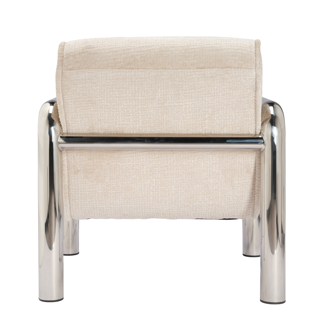 Haider Shortbread Beige Velvet & Chrome Armchair