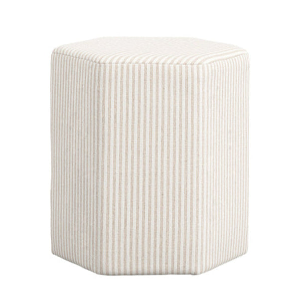 Harbour Beige Thin Stripe Hexagon Pouffe Stool