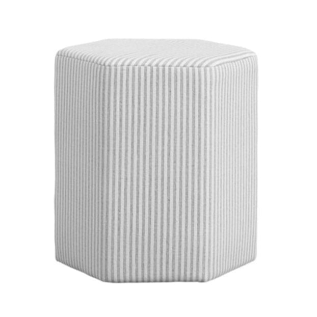 Harbour Grey Thin Stripe Hexagon Pouffe Stool