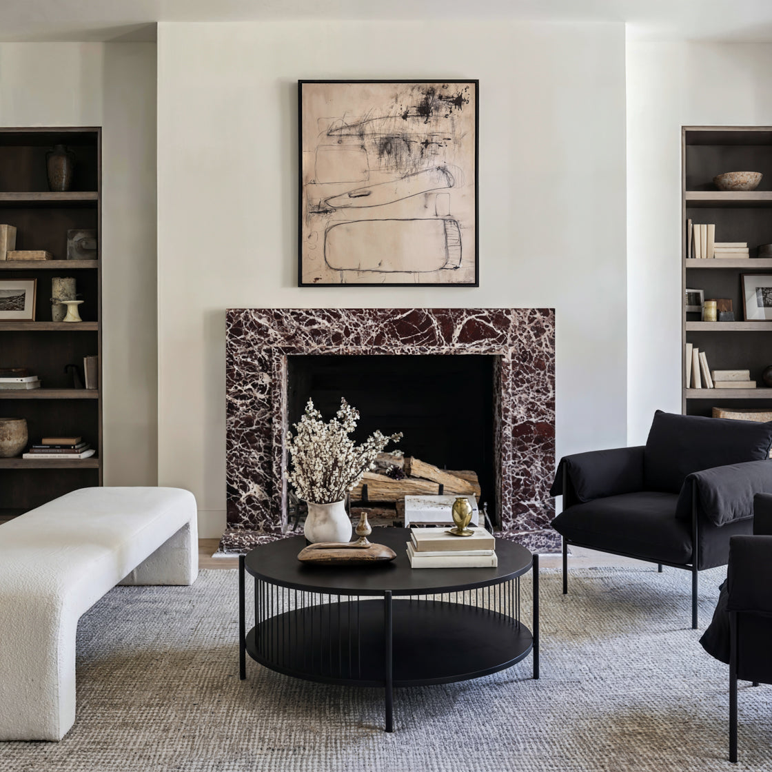 Harper Black Oak Wood Round Coffee Table