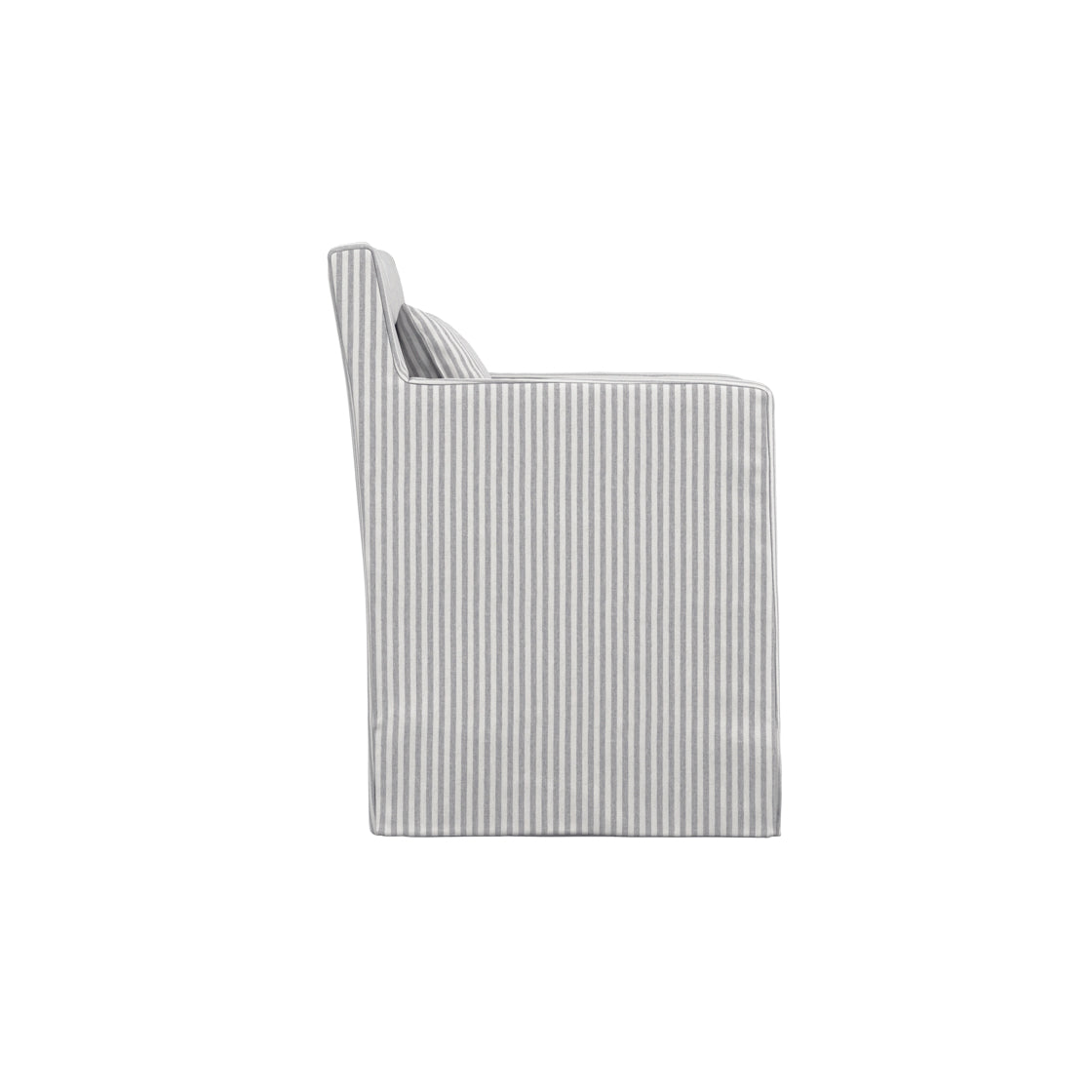 Hettie Grey Thin Stripe Dining Chair with Arms